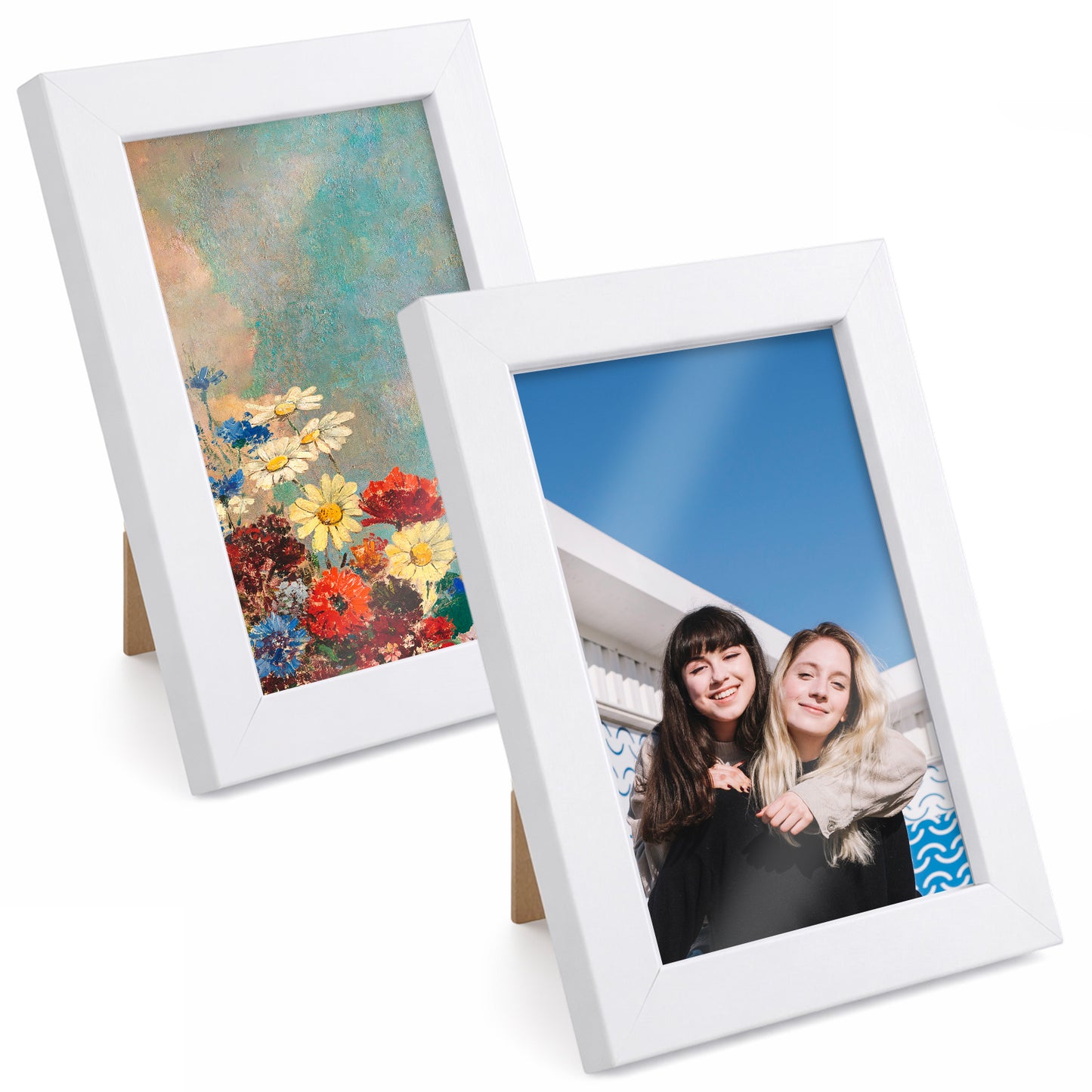 3.5 X 5 Photo Frame, 2 Pack White 5x3.5 Picture Frame for Tabletop and Wall