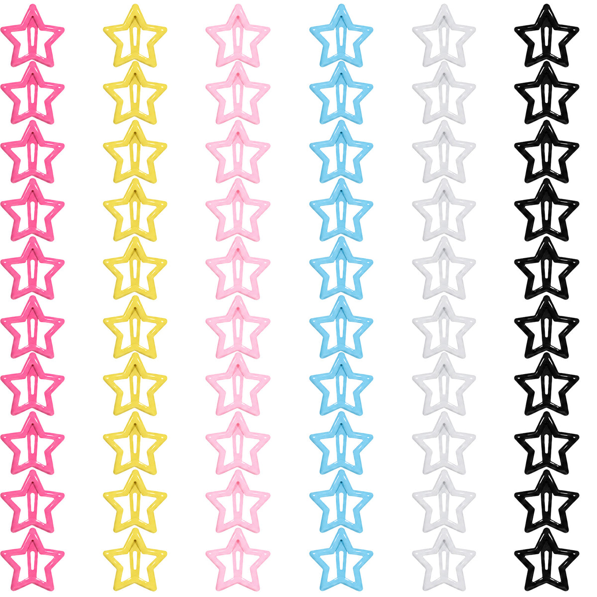 60 PCS Colorful Star Hair Clips 1.18" Metal Non-Slip Snap Hair Clips