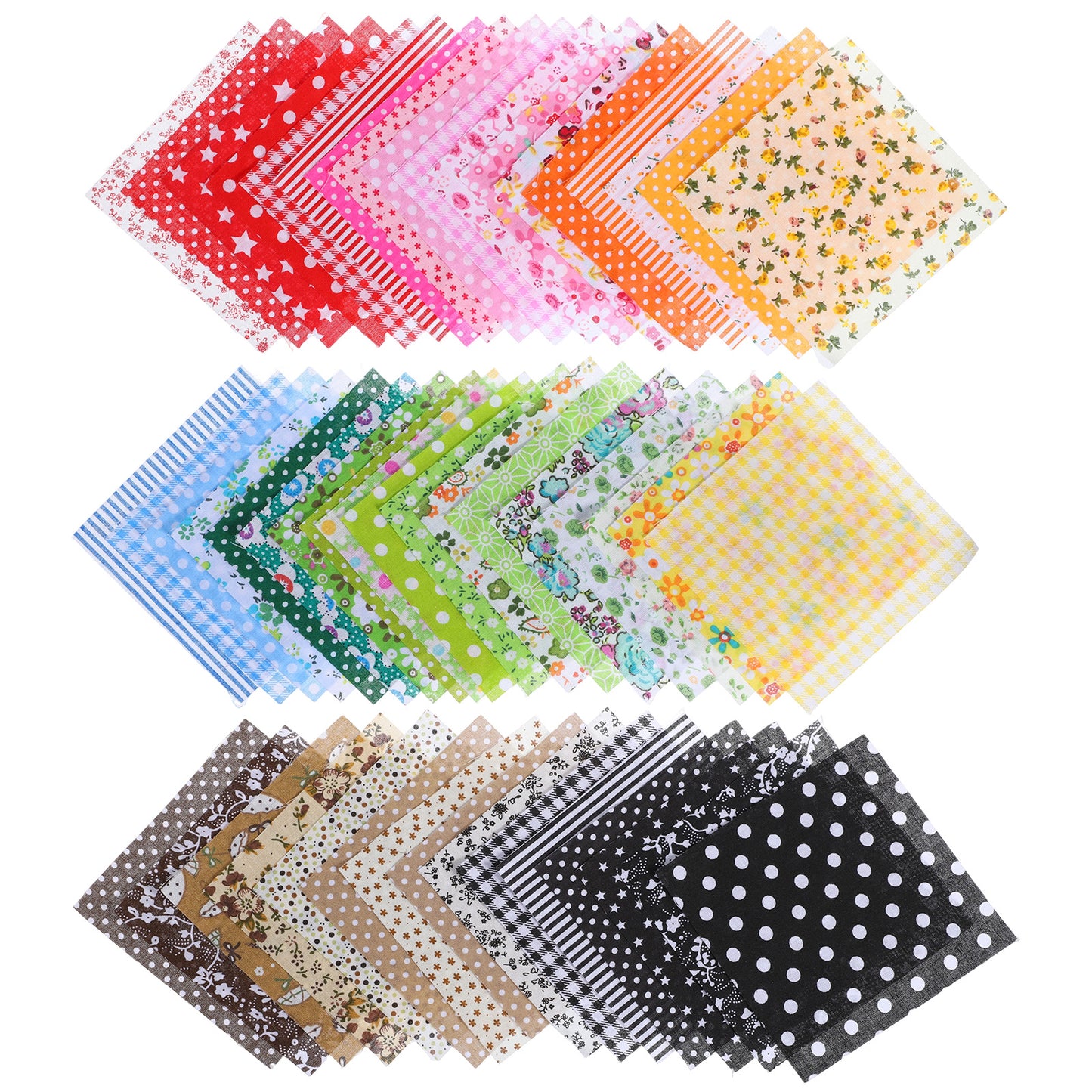 50PCS 4'' X 4'' Cotton Craft Fabric Squares, Quilting Cotton Fabric Squares Sheets, Pre-Cut Multicolor Floral Patterns, DIY Sewing Quilting Scrapbooking Bundle for DIY Craft Patchwork