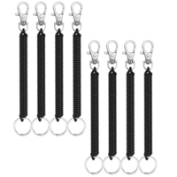Vin Beauty 8Pcs Stretchy Spiral Keyring, Retractable Coil Springs Keychains with Lobster Clasp Plastic Keychain Spring Key Holder for Keys Wallet Phone Backpack Fishing Tool(Black)