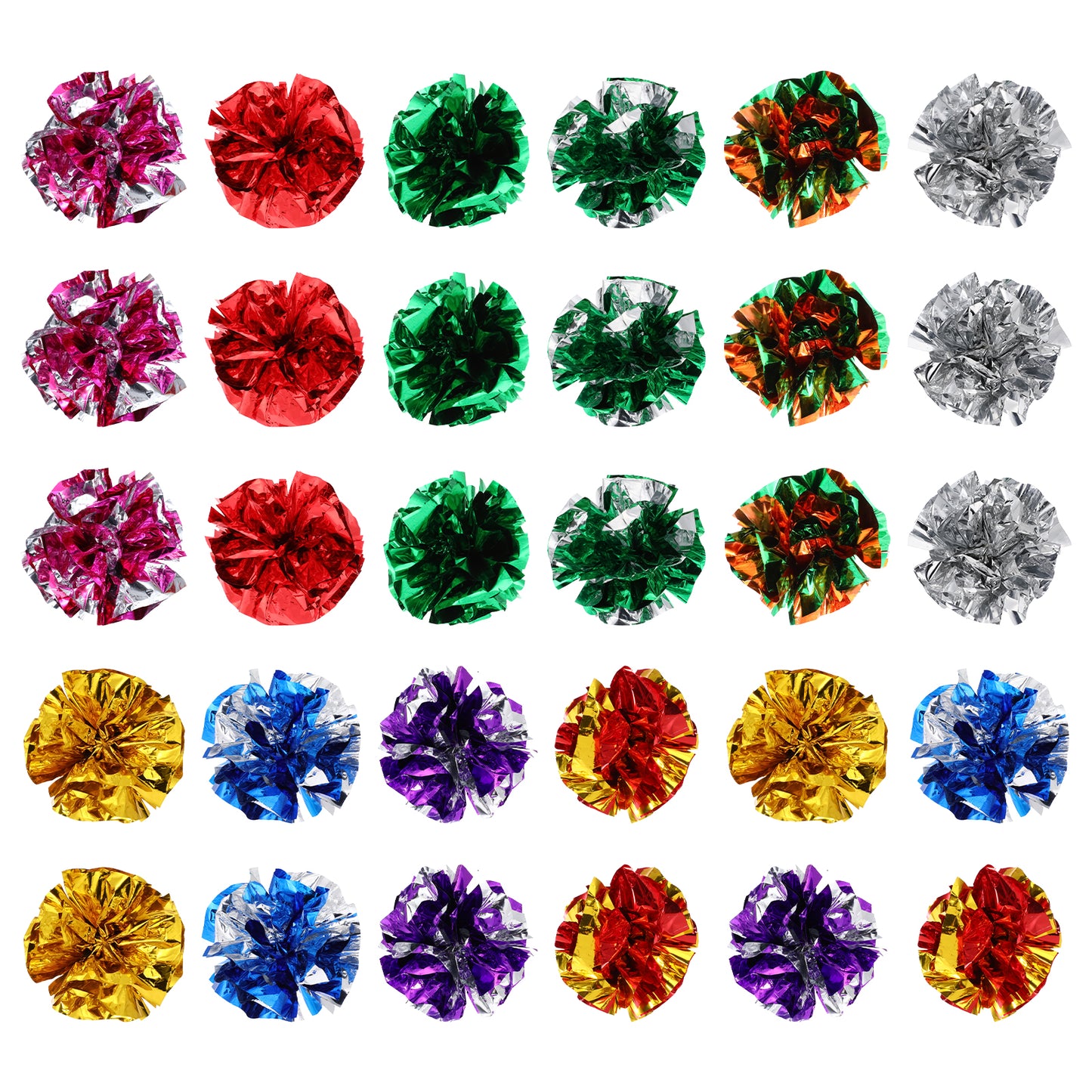 Xthrotsenk 30 Pcs Cat Crinkle Balls, 2.36" Mylar Crinkle Balls Cat Toys, Polyester Film Crinkle Balls Cat Toys, 6cm Colorful Chase Cat Ball Toys for Indoor Cats and Kittens, Interactive Crinkle Balls