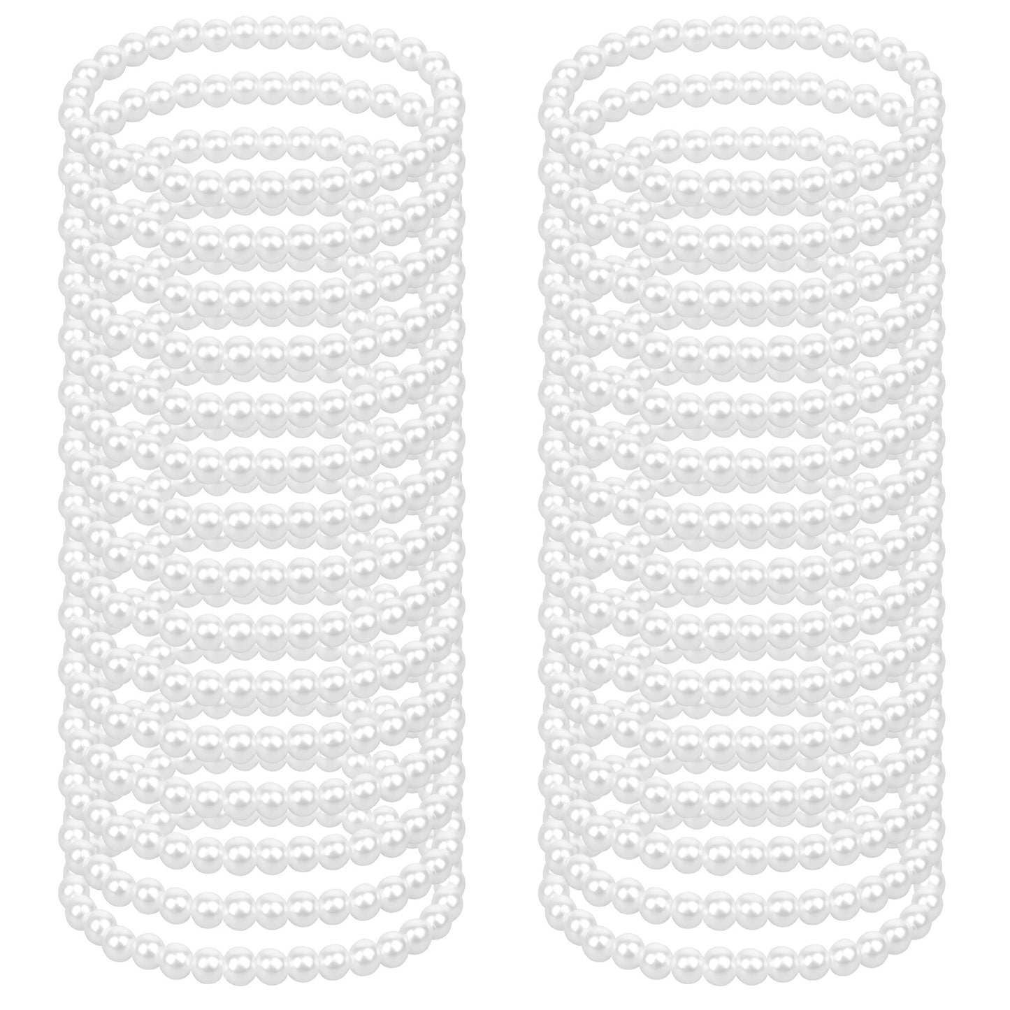 Xthrotsenk 30 Pack White Pearl Bracelets for Women Bridal Elastic Stackable Pearl Bracelet Set Wedding Faux Pearl Bracelet Stack Stretch Fake Pearls Bead Bracelets for Bridesmaid Party Gifts
