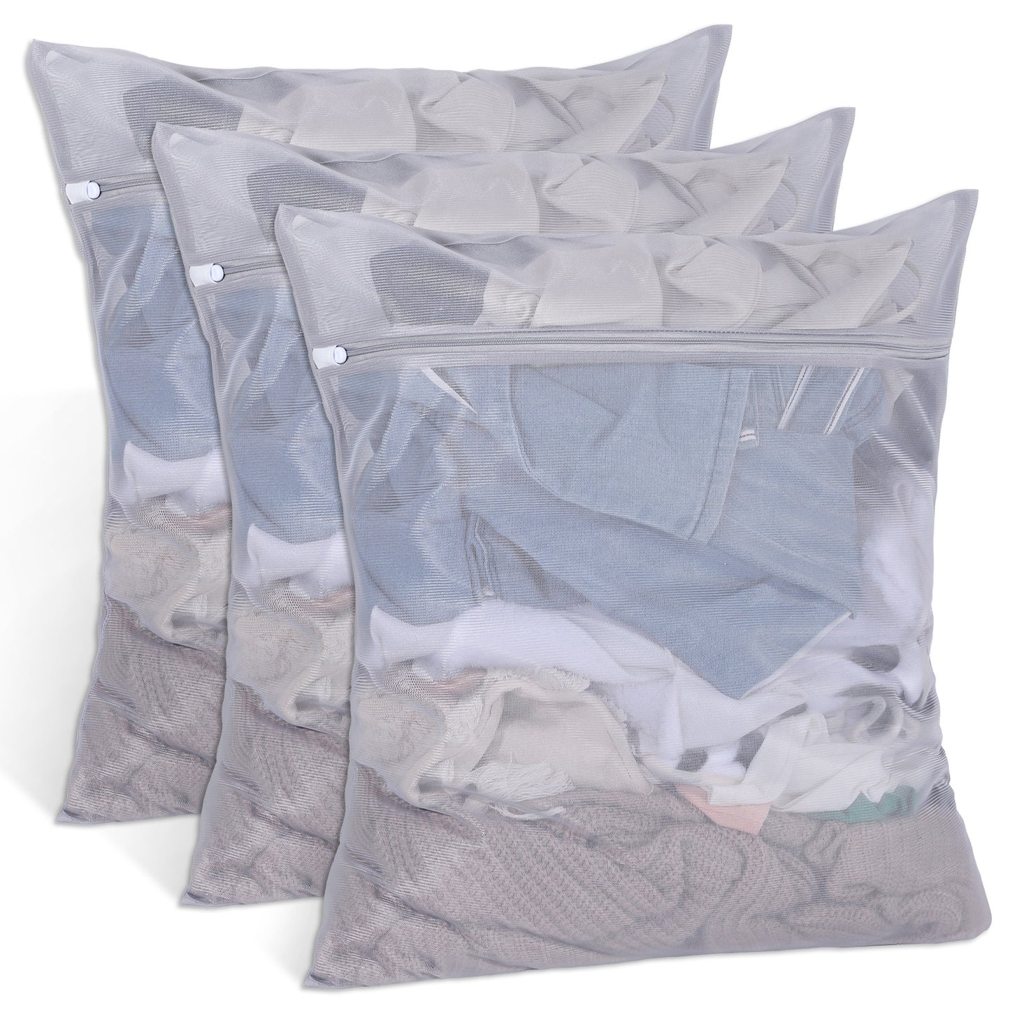 3 Pcs Mesh Laundry Bags 24 x 20inch Washing Delicate Bags with Zipper Mesh Lingerie Wash Bag for Washing Machine Blanket Dress Underwear Hosiery Sweater Blouse