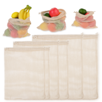 Styquenzer 6 Pack Reusable Produce Bags, Cotton Mesh Produce Bags, Reusable Durable with Drawstring Net Bags, Reusable Produce Bags Washable for Veggies and Fruits, Grocery Shopping