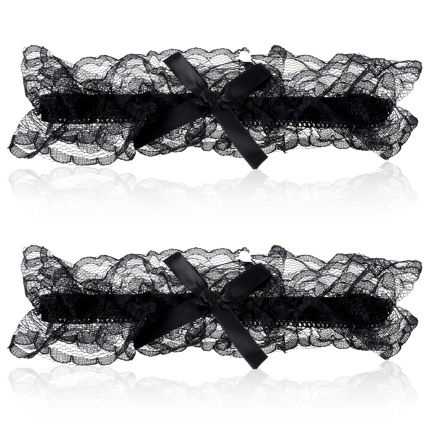 2Pcs Lace Wedding Garter for Bride, Perfect Garter Lingerie Leg Personalised Garters Belts Stretchy Black Garters Belt with Bow Sexy Thigh Leg for Women