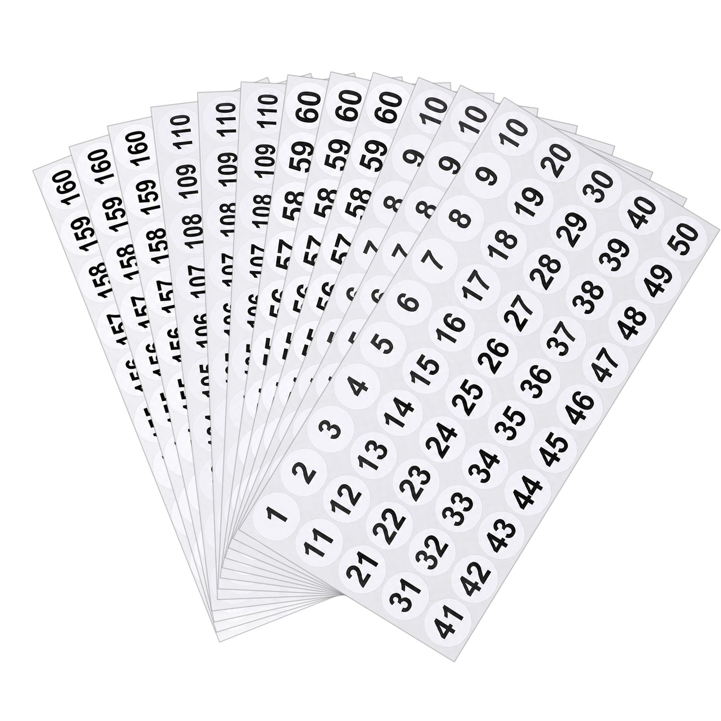 12 Sheets Round Number Sticker 1-200 Consecutive Number Stickers