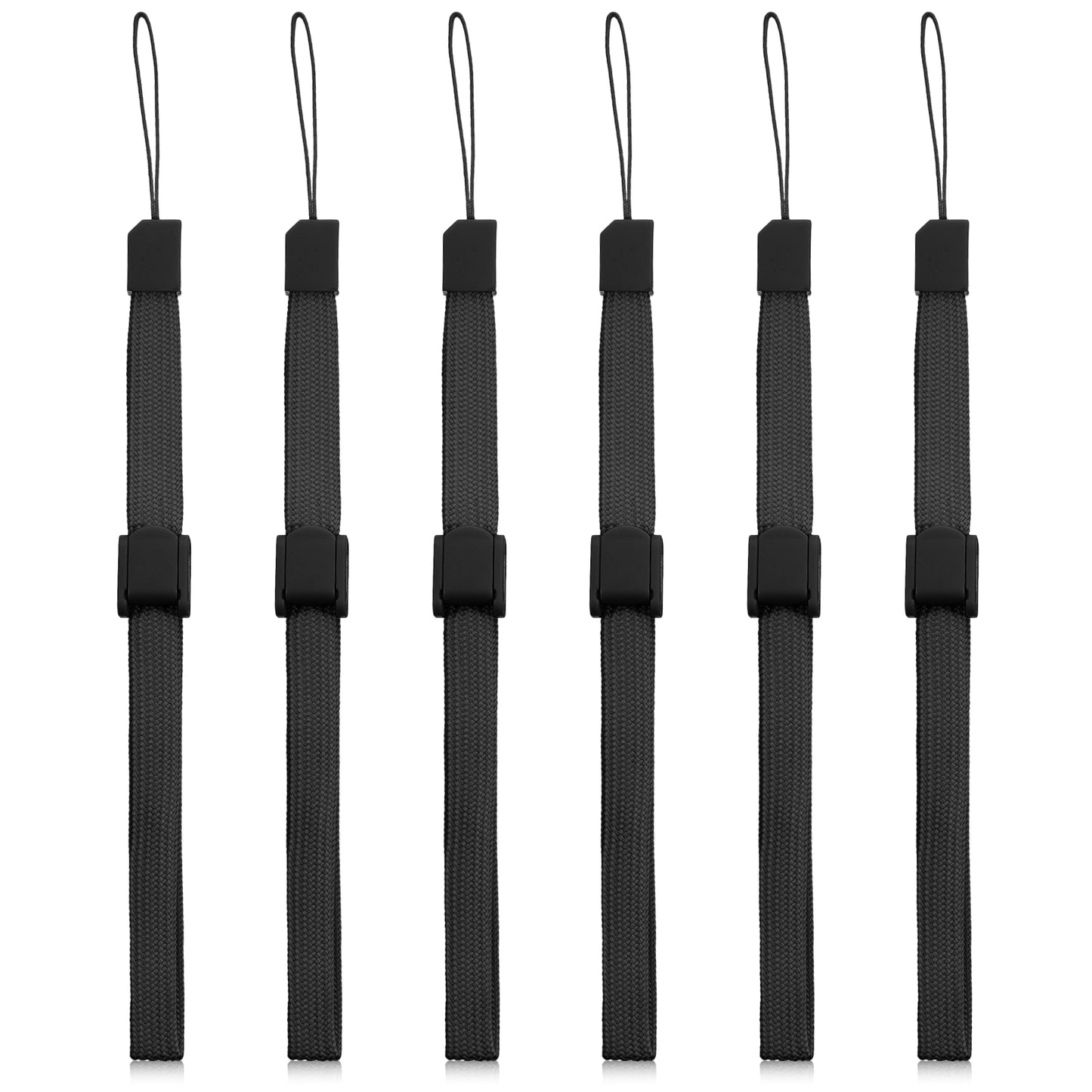 Skrfren 6 PCS Hand Wrist Strap Lanyard, Adjustable Wrist Straps Universal Wristlet Wristband with Slider Lock Phone Strap for Remote Controller, Mobile Phone, Black