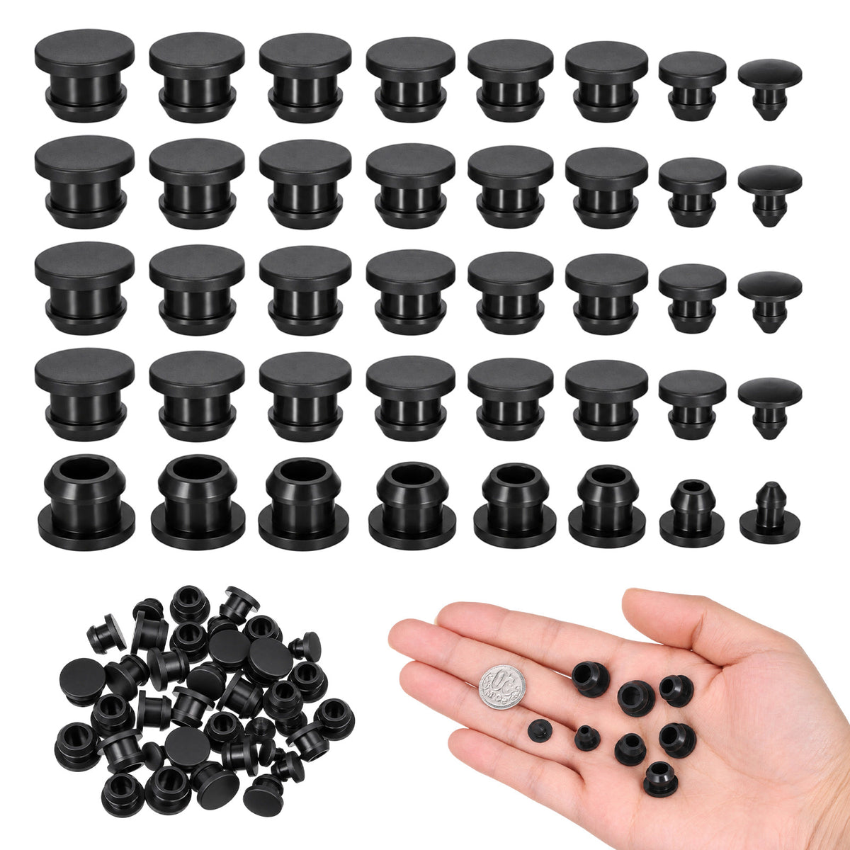 Xelsluthe 40 Pieces 8 Sizes Rubber Plugs Silicone Stoppers