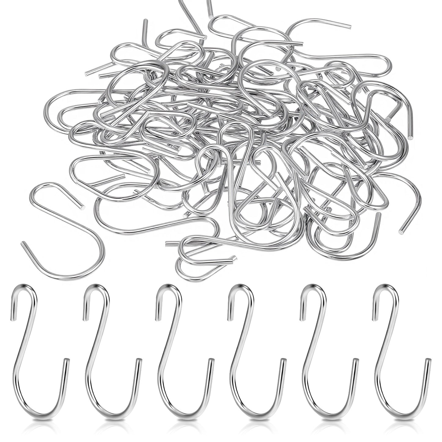 Xyembu 30 Pcs S Hooks for Hanging, Stainless Steel S Shaped Hooks, Heavy Duty S-Hooks, Metal Hanging Plants Hook, Small S-Hook for Kitchen, Garden, Closet (1.7x0.9 Inches)