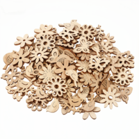 100 PCS Unfinished Wooden Flower, Mini Wooden Handmade Decoration Flowers Leaf Pattern Wood Pieces Woods Blocks for Craft Flower Wood Cutouts Pieces Craft Supplies Piece Scrapbook Embellishments