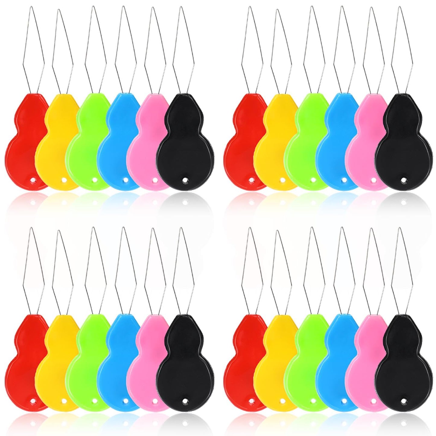 42 Pieces Plastic Needle Threaders, Gourd Shaped Wire Loop DIY Needle Threader Hand Machine Sewing Tool for Sewing Crafting Knitting Craft,6 Colors