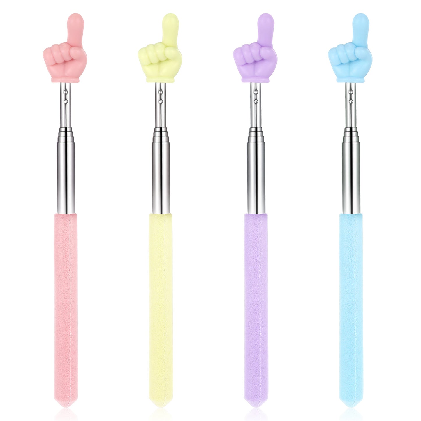 SynHHergyx 4Pcs Finger Pointer Stick Retractable Hand Pointer Stick Extendable Telescopic Pointing Sticks for Whiteboard Presentation Supplies, Pink, Yellow, Blue, Purple