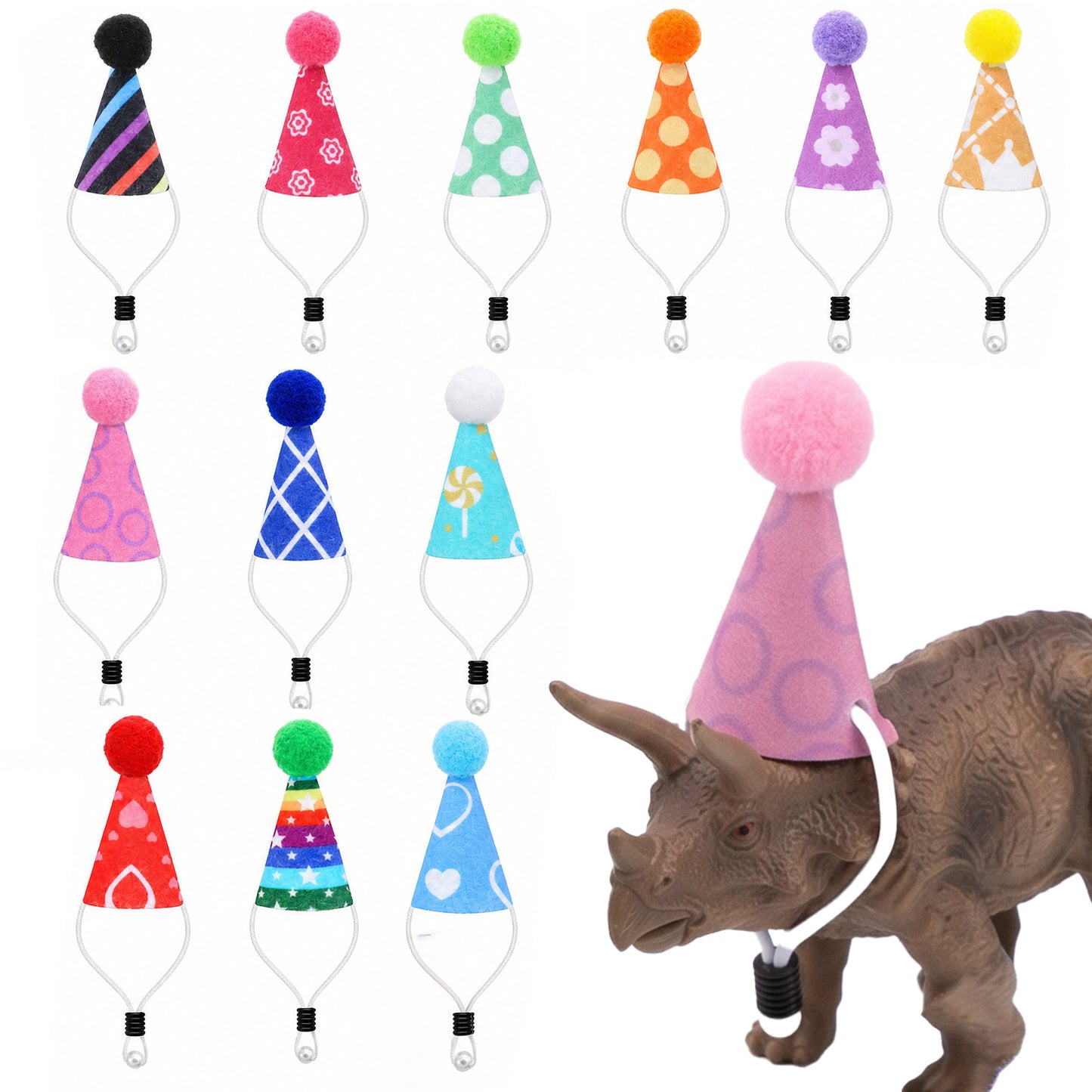 Xelsluthe 12 PCS Mini Party Hats for Stuffed Animals, Mini Birthday Hats