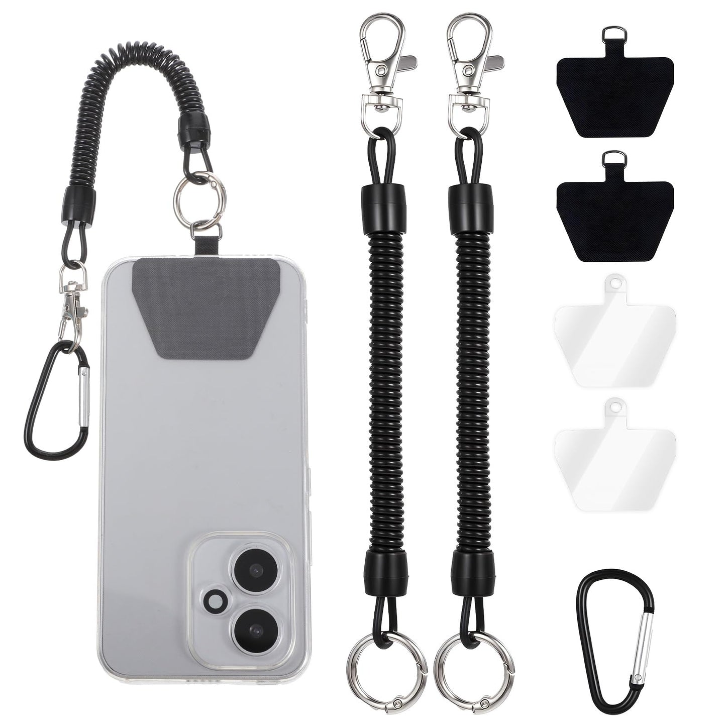 Xelsluthe Pack of 2 Mobile Phone Secure, Skiing, Mobile Phone Secure, Outdoor Extendable, Mobile Phone Anti-Theft Lens Mobile Phone Chain with Flexible Spiral Cable for Outdoor Hiking and Climbing