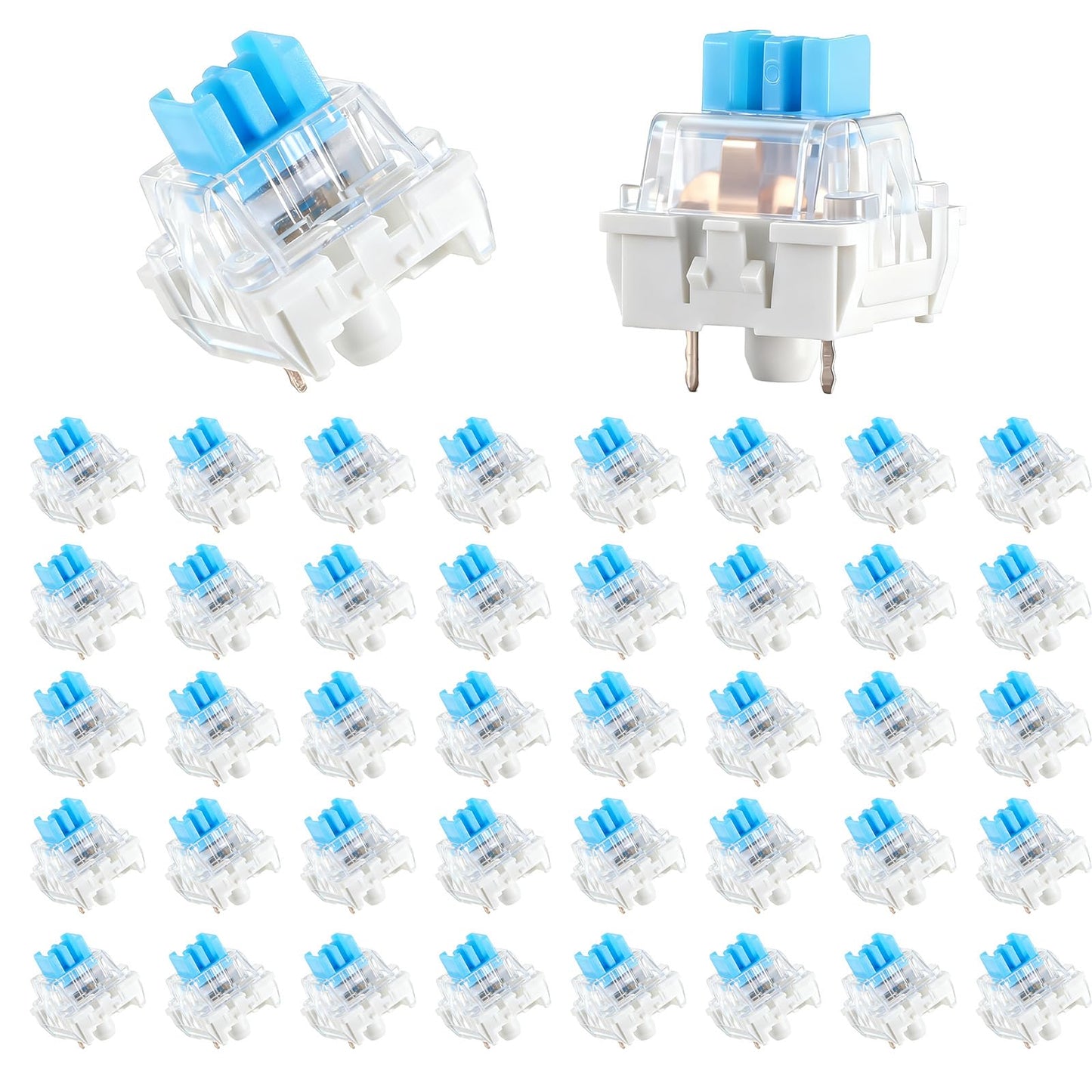 Zyghjort Keyboard Switches, 50 Pcs 3 PIN Blue Keyboard Clicker Replacement Dustproof Mechanical Keyboards Switches for Mechanical Gaming Keyboards