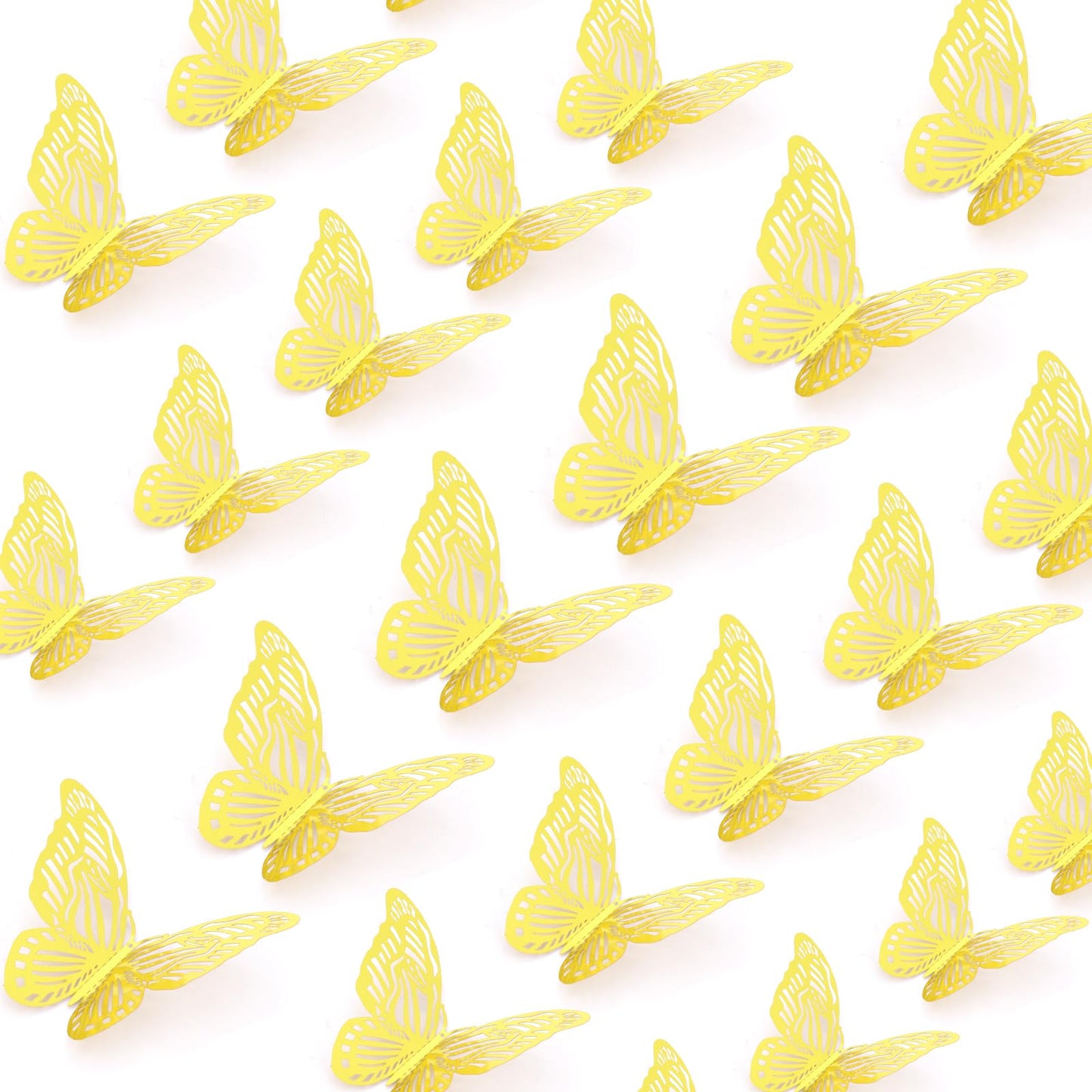 36pcs 3D Butterflies Stickers Gold Butterfly Wall Sticker, 3 Sizes 3D Glitter Butterfly Wall Decals Stickers for Walls, Bedrooms, Classrooms, Party, Wedding, Backdrop Gold Wall Decor