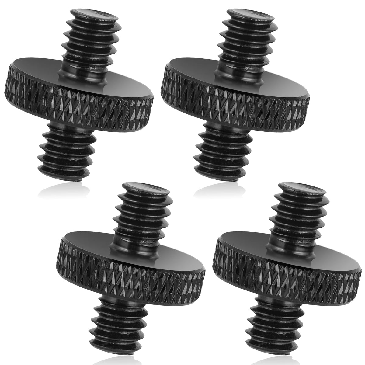 1/4" Male to 1/4" Male Tripod Screw, 4 PCS Standard Camera Cage Mount Threaded Light Stand Screw, Double Head Converter Precision Made for Shoulder Rig Stud Mounting Accessories