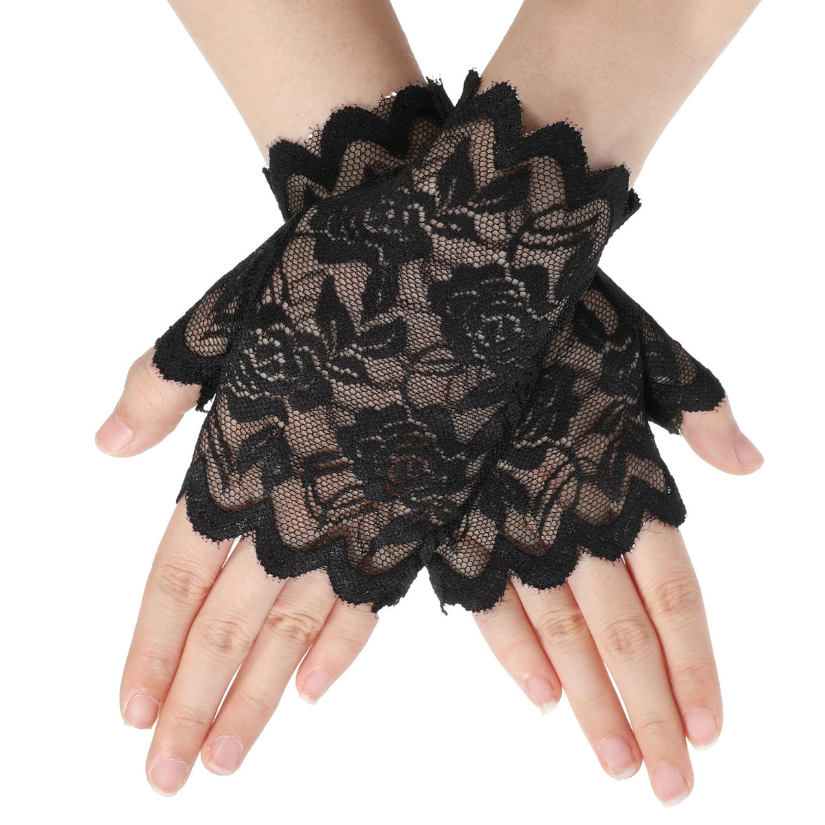 InnoHHustle Fingerless Lace Gloves, Elegant Short Gloves Lace