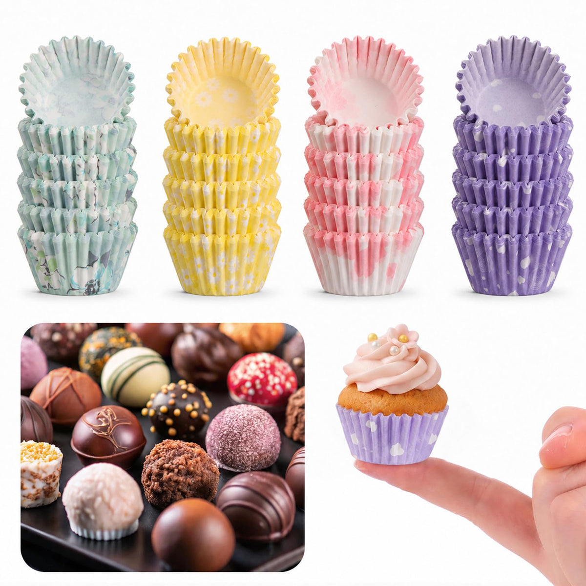 600PCS Flower Cupcake Liners, Cute Cupcake Wrapper