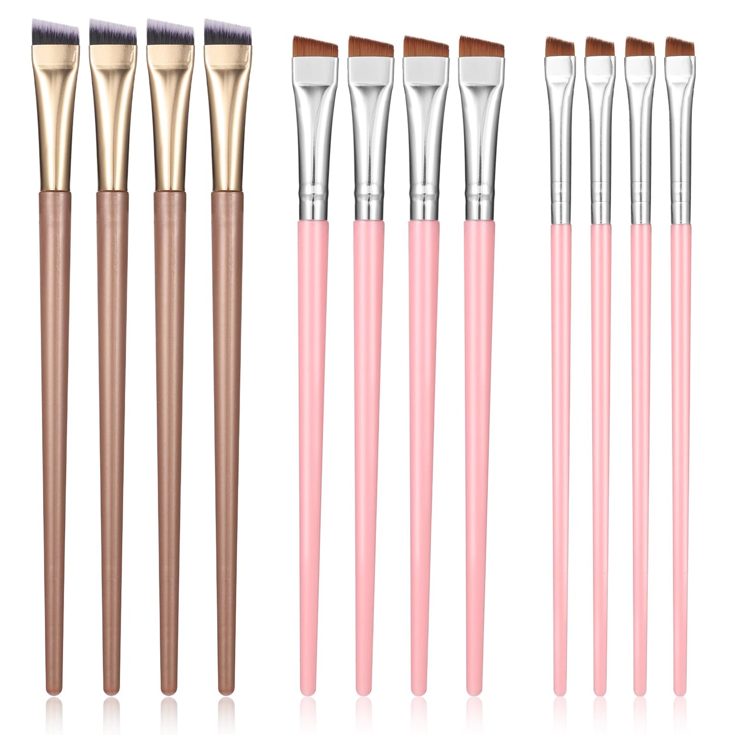 12Pcs Thin Eyebrow Tint Brush Applicator Fine Angled Eyeliner Brush