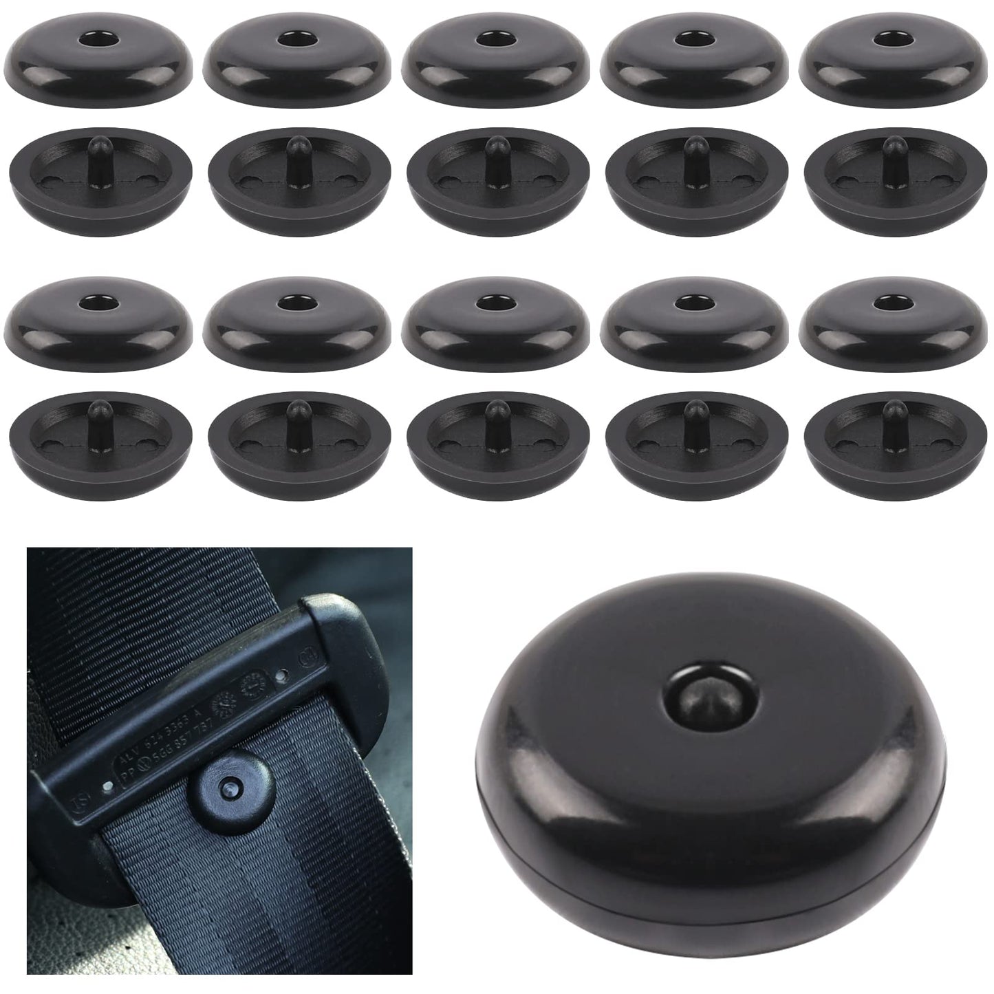 10 Sets Universal Fit Seatbelt Stopper Kit, Seat Belt Button Stop Plastic Seatbelt Buckle Stopper Button Prevent Seatbelt Clip from Sliding Down