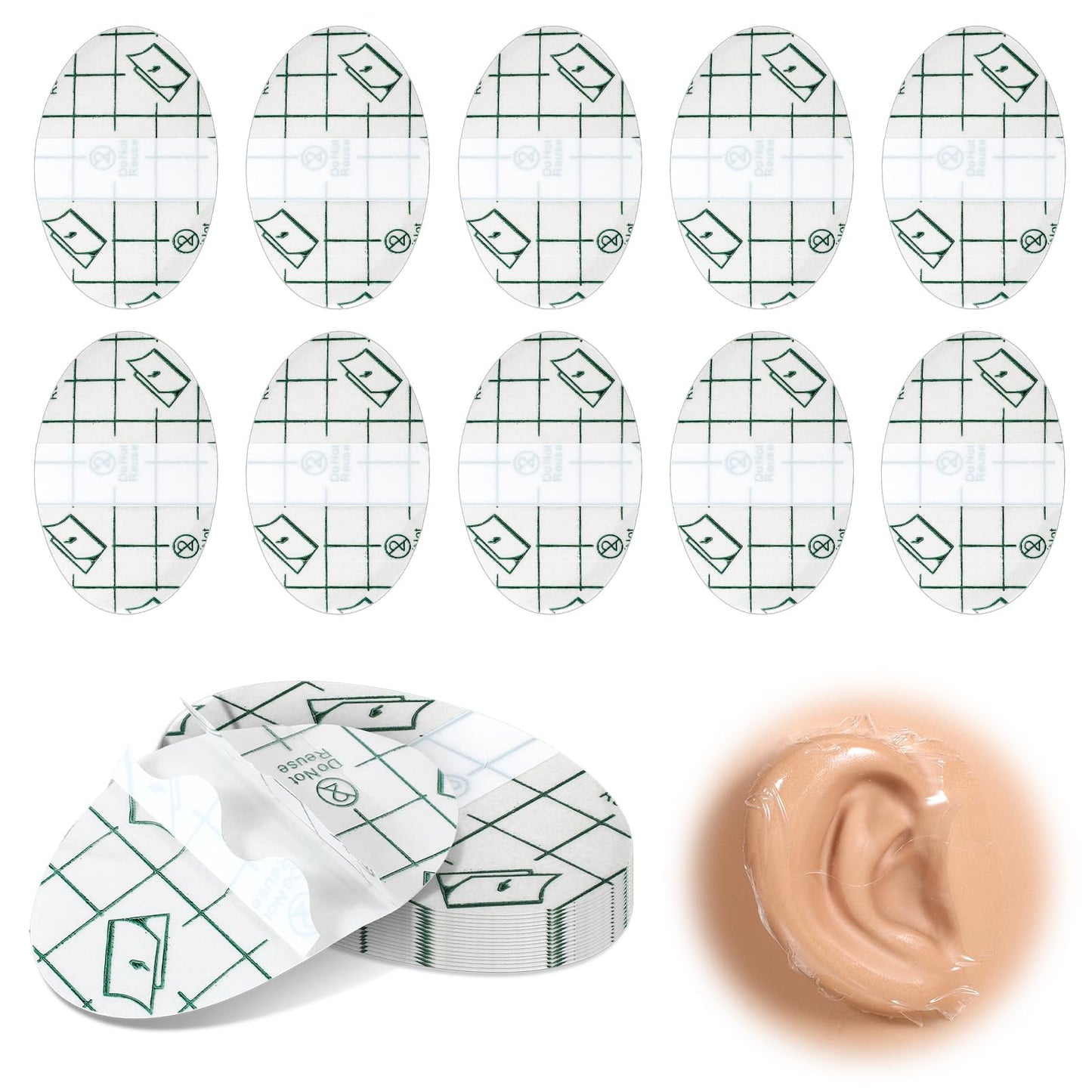 100 Pcs Clear Waterproof Ear Stickers, Covers for Swimming, 1.7x2.7 Inches, Disposable Ear Protectors for Bathing Swimming Shower Surfing Snorkeling and More