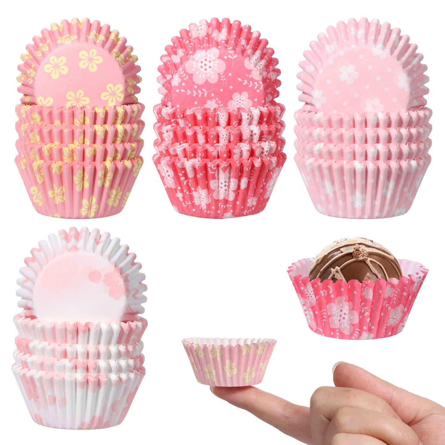 Psiriol 500Pcs Cup Cake Cases for Baking, Floral Mini Cupcake Liners