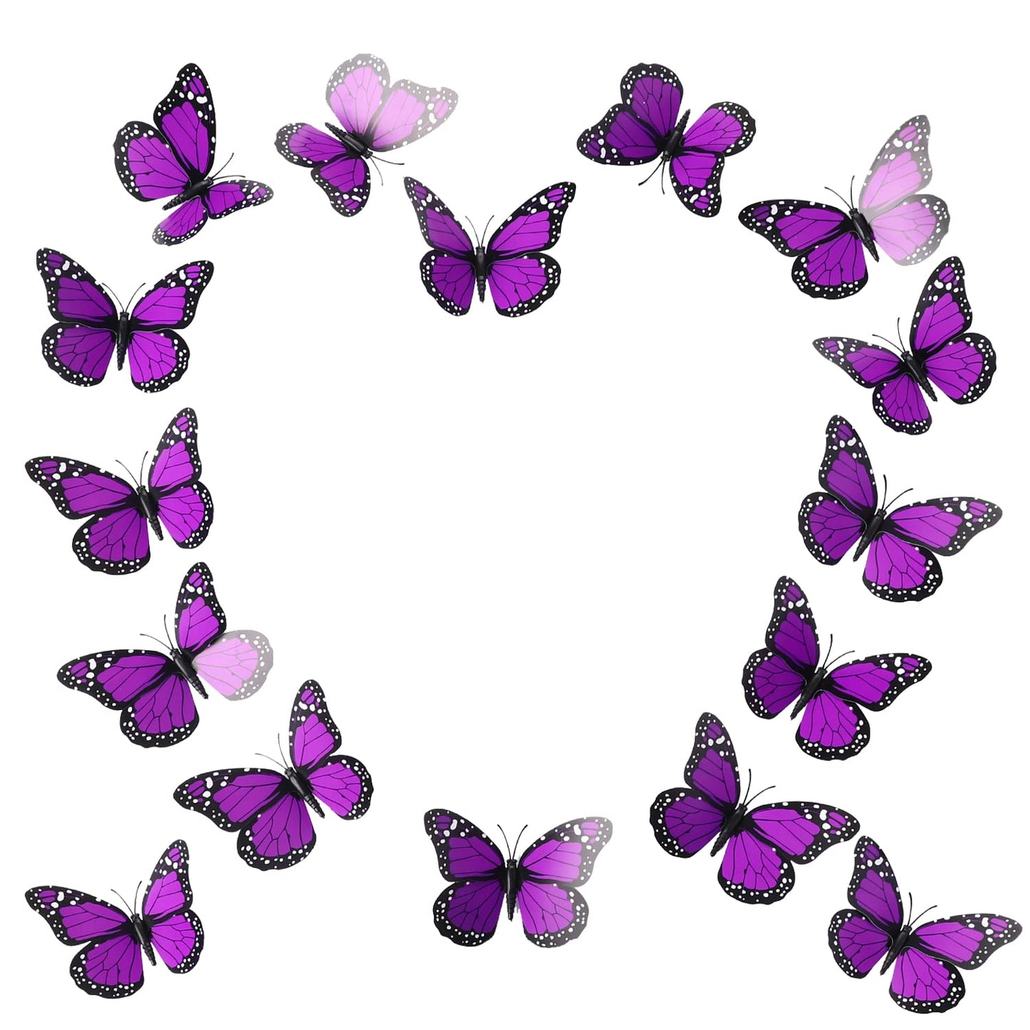 3D Artificial Monarch Butterfly Decorations Lightweight Monarch Butterflies Beautiful Fake Monarch Butterfly Wall Decal Crafts for Wall Door Refrigerator for Christmas Party Birthday 24 Pcs