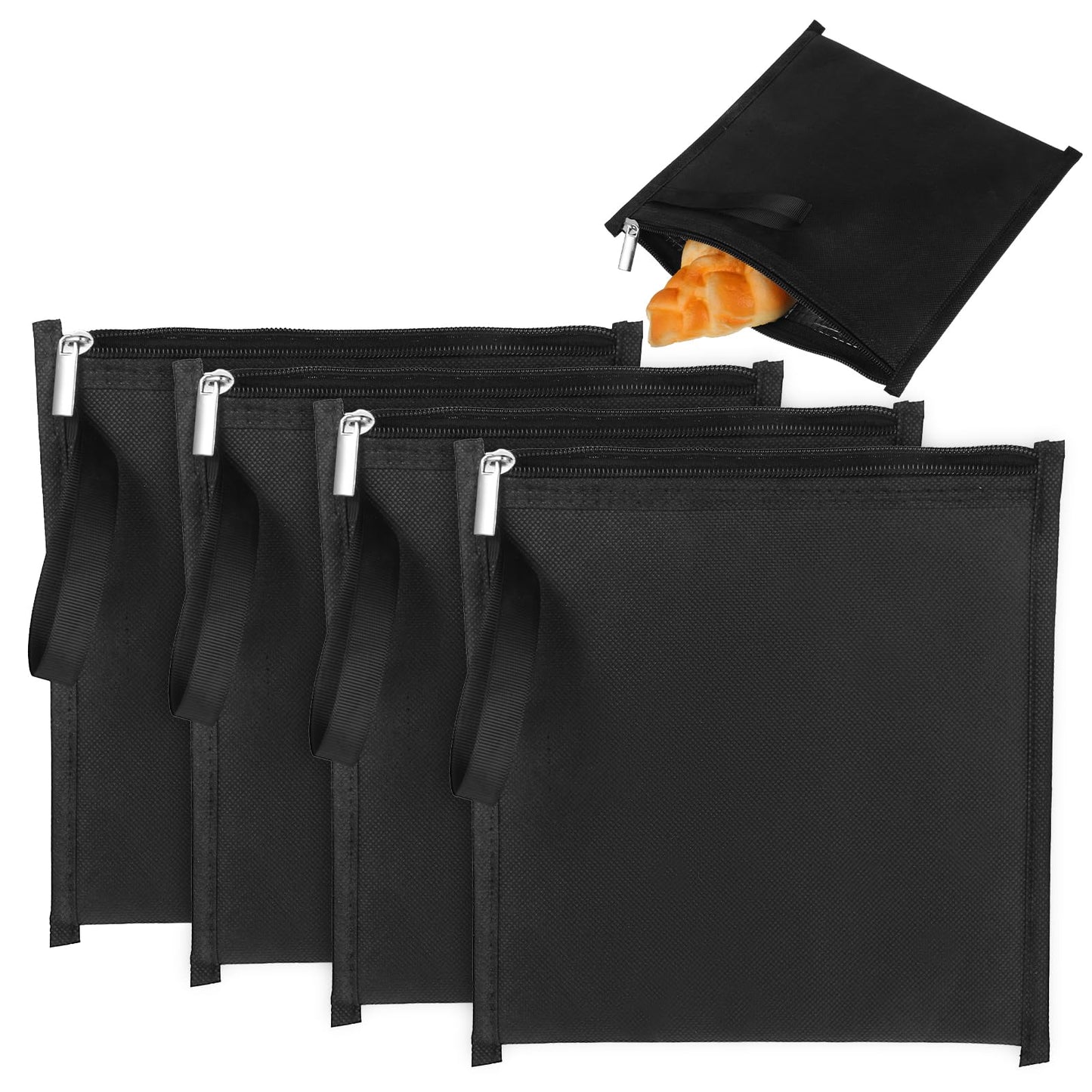 4 Set Insulated Sandwich Bags, Reusable Lunch Bags, Small Insulated Snack Bag, Zipper Lunch Pouches, Small Thermal Snacks Pouch Washable Reusable for Picnic, Office, Classroom, School, Travel