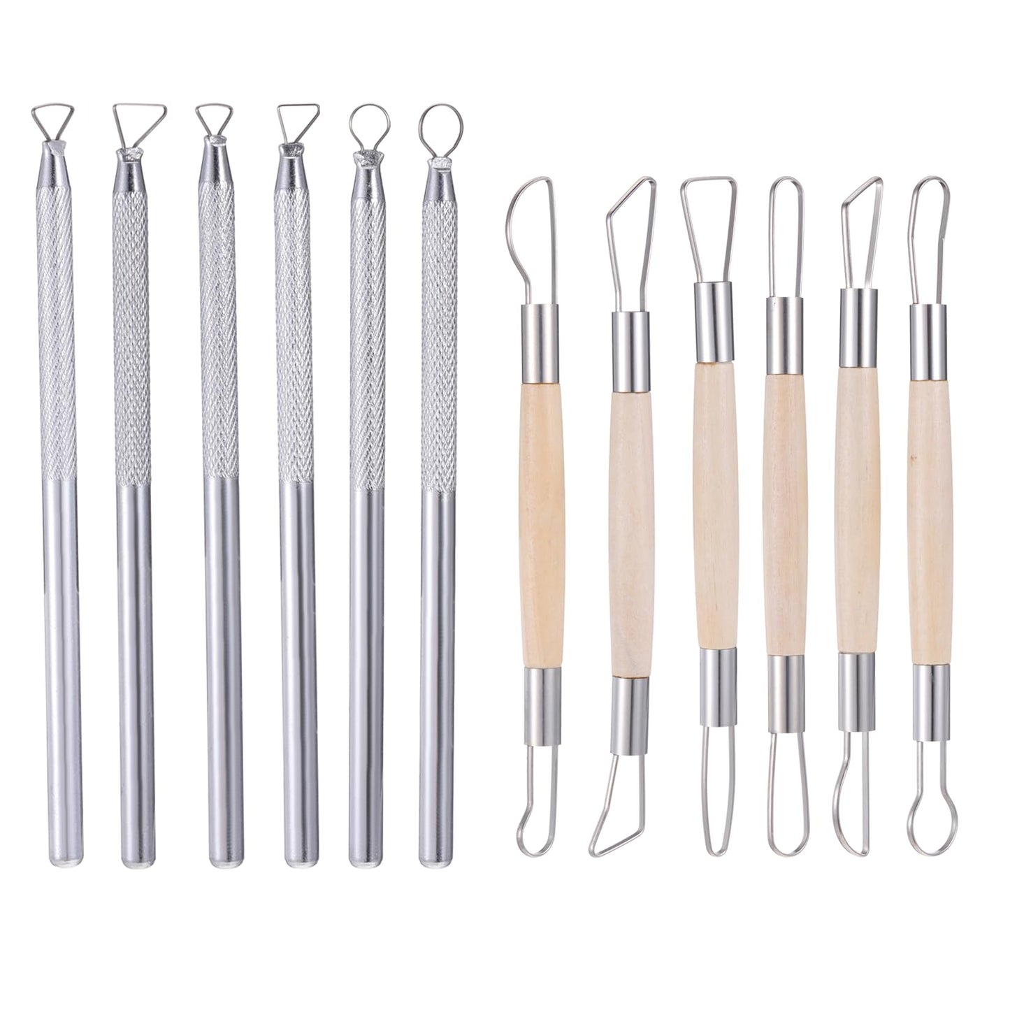 12 Pcs Clay Sculpting Modelling Tools, Double Head Pottery Clay Tool Scraper Craft Modelling Tools Pottery Turning Xiem Trimming Sgraffito Metal Carving Tool