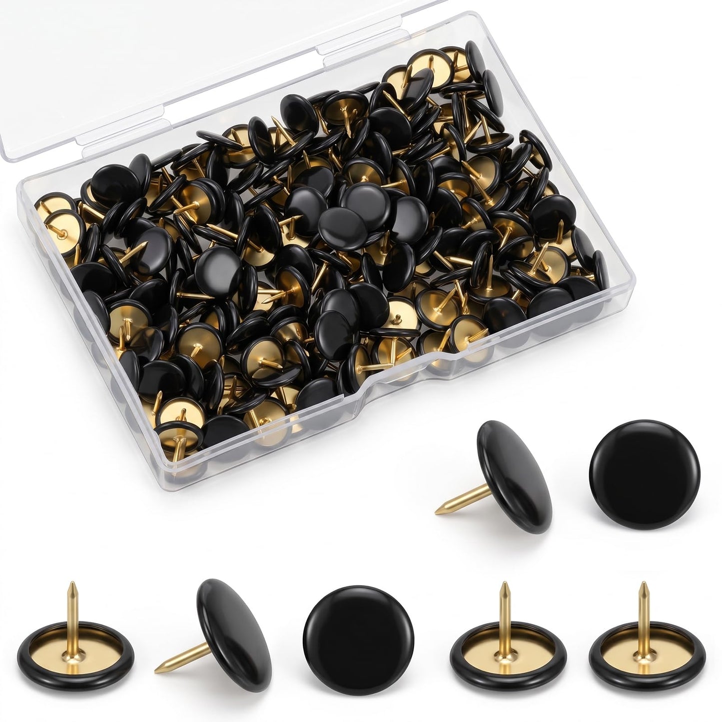 Drawing Pins Black Pack of 200 Drawing Pins 10 x 10 mm