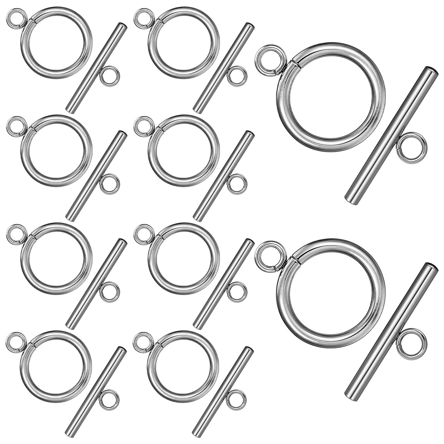 Toggle Clasps for Jewelry Making, 10 Sets 304 Stainless Steel Round IQ Toggle Clasps & Tbar Clasp for Necklace Bracelet DIY Craft