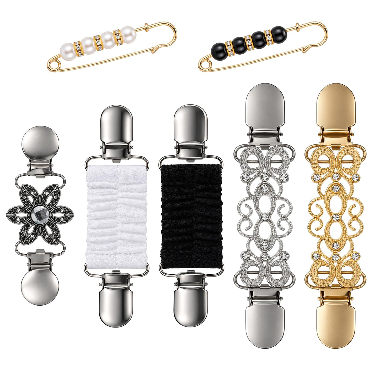 7 Pcs Waist Cincher Clip Pearl Blouse Clips for Cinching Back