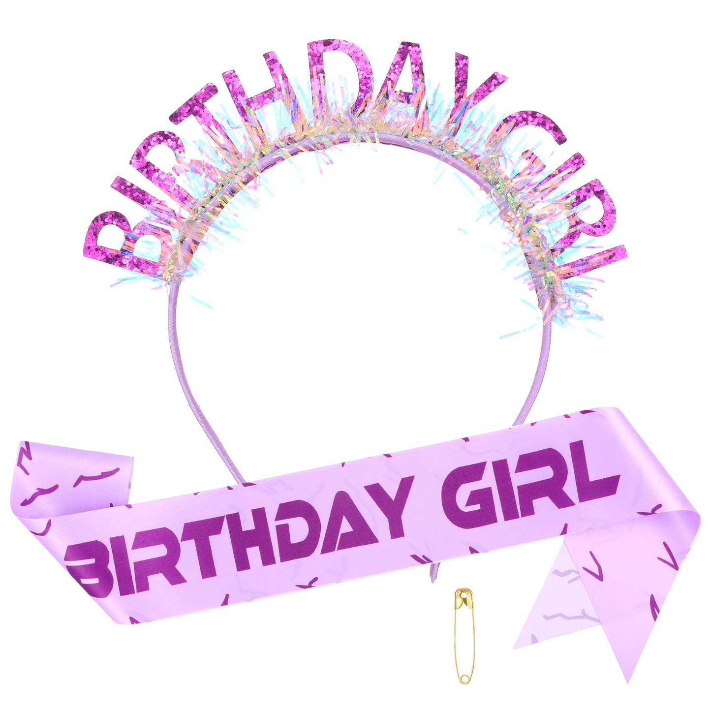 Gtziqa Birthday Sash Headband Set, Birthday Crwon Tiara for Women Girls