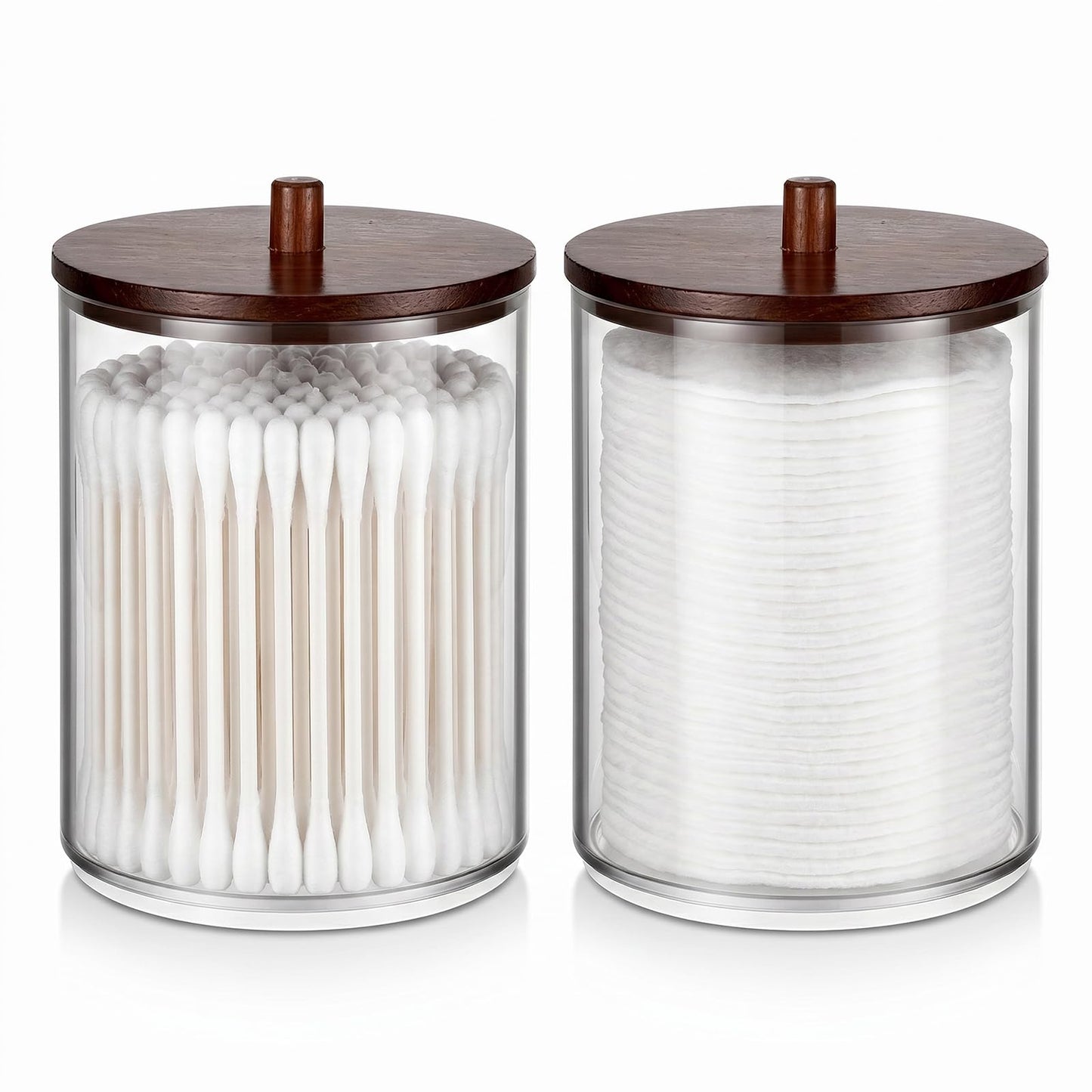 Ravynor Glass Qtip Holder Dispenser Set, 2 PCS Cotton Swab Holder