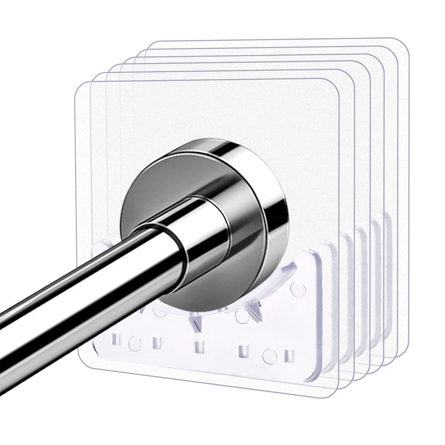 6 Pieces Adhesive Shower Curtain Rail Holder, Drill-Free Install Shower Curtain Rod Holder, Adhesive No Drill Curtain Rail Brackets