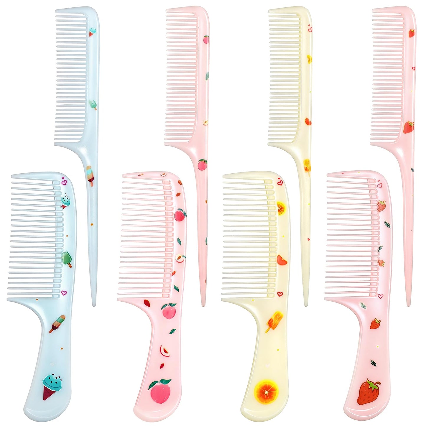 8 Pcs Toddler Comb Cute Hair Comb Set Portable Baby Hair Combs Mini Combs Rat Tail Hairs Styling for All Hair-Types of Women, Girls