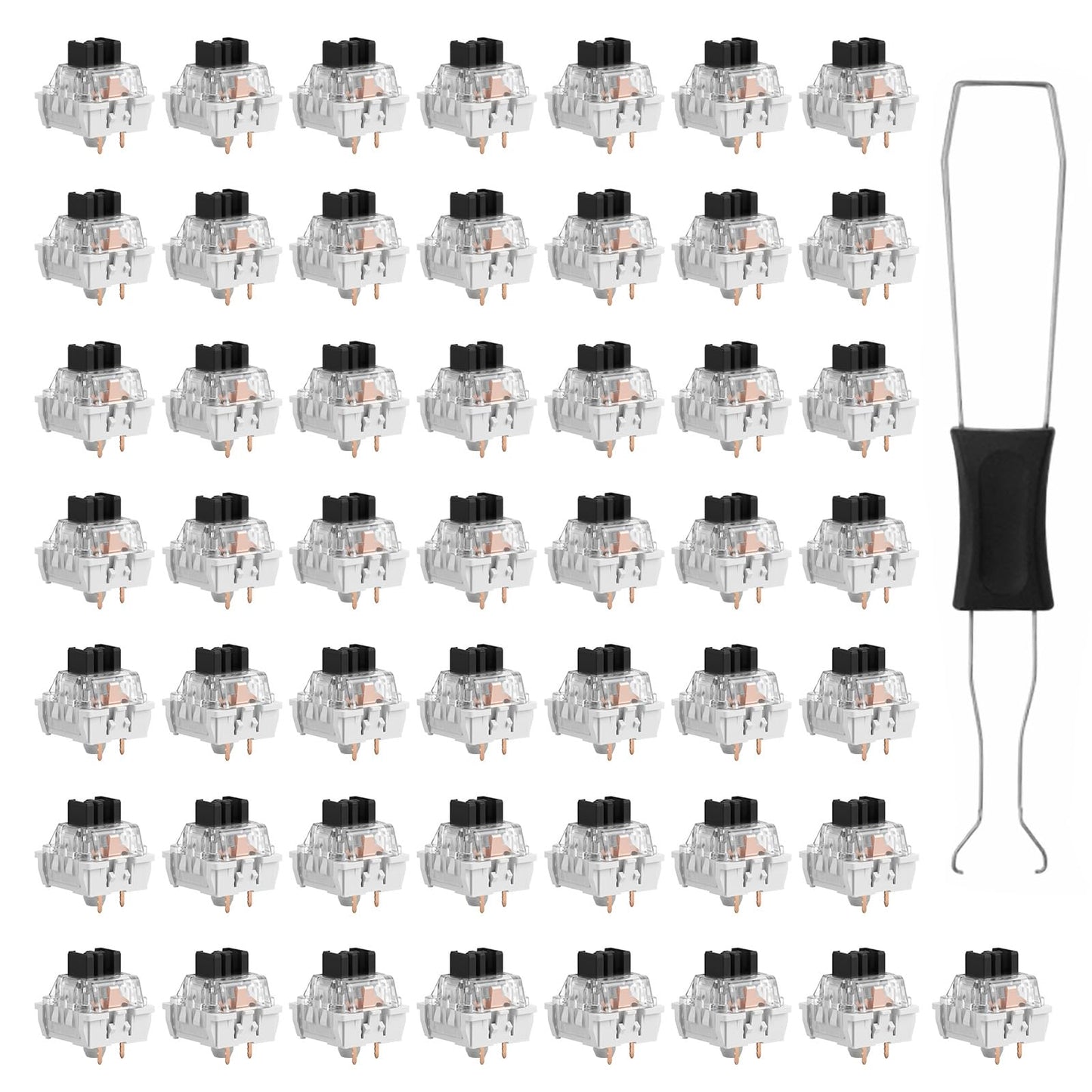 50 PCS Mechanical Keyboard Switches 3 Pin Black Clicky Switches with Switch Puller Waterproof Keyboard Clicker Keys Replacement for Gaming, Black Keyboards Switch