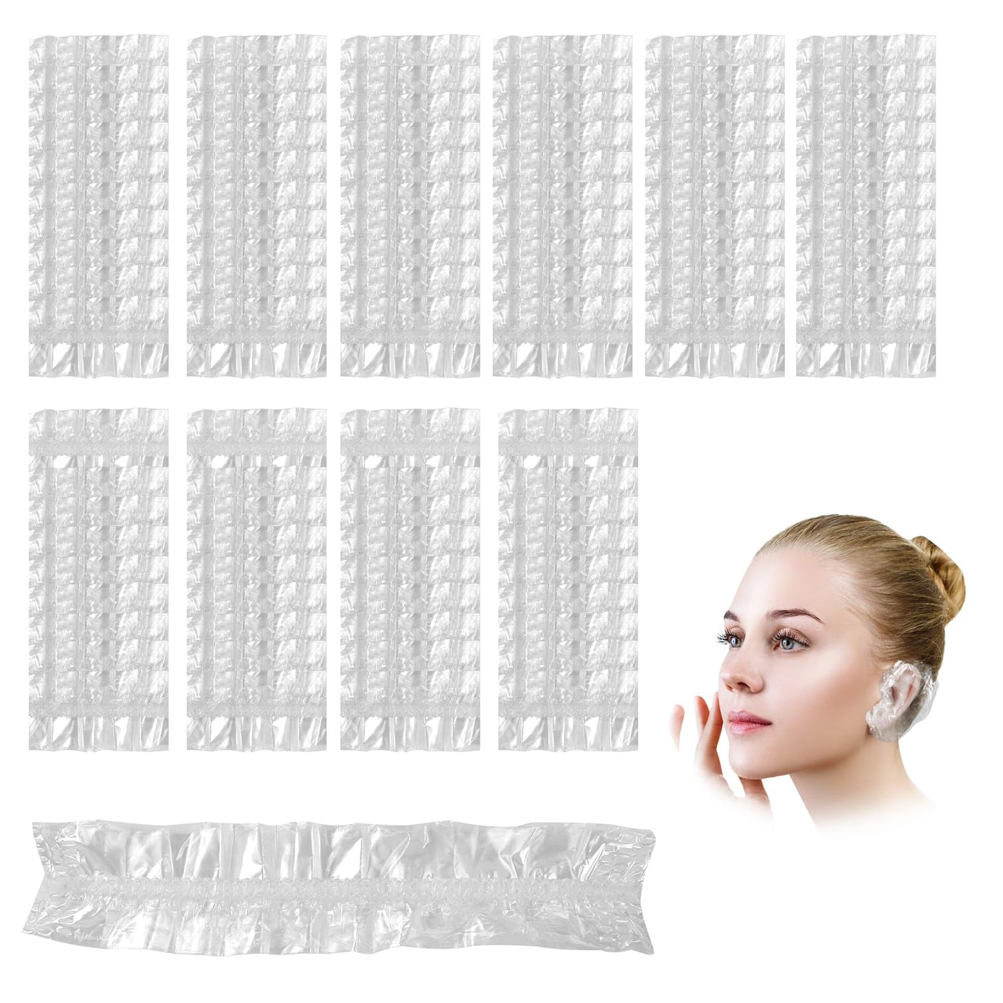 100 Pcs Clear Ear Covers for Shower Disposable Ear Protectors Waterproof Plastic Shower Ear Cover for Hair Dye Bathing Salon Spa Home Hotel Travel