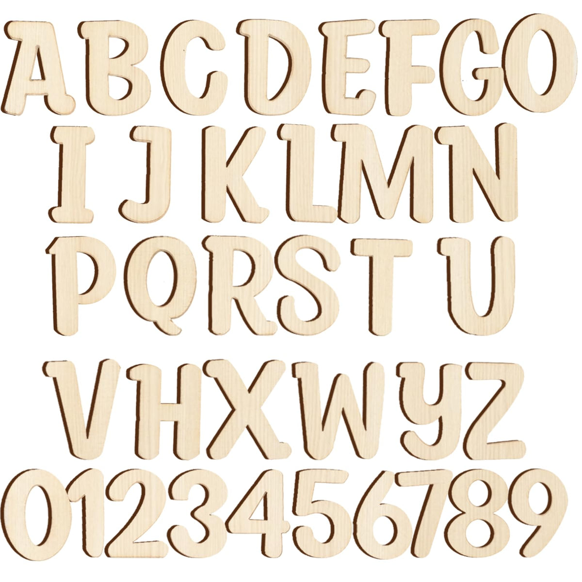 124 PCS 1 Inch Unfinished Wood Alphabet Letters and Wooden Numbers