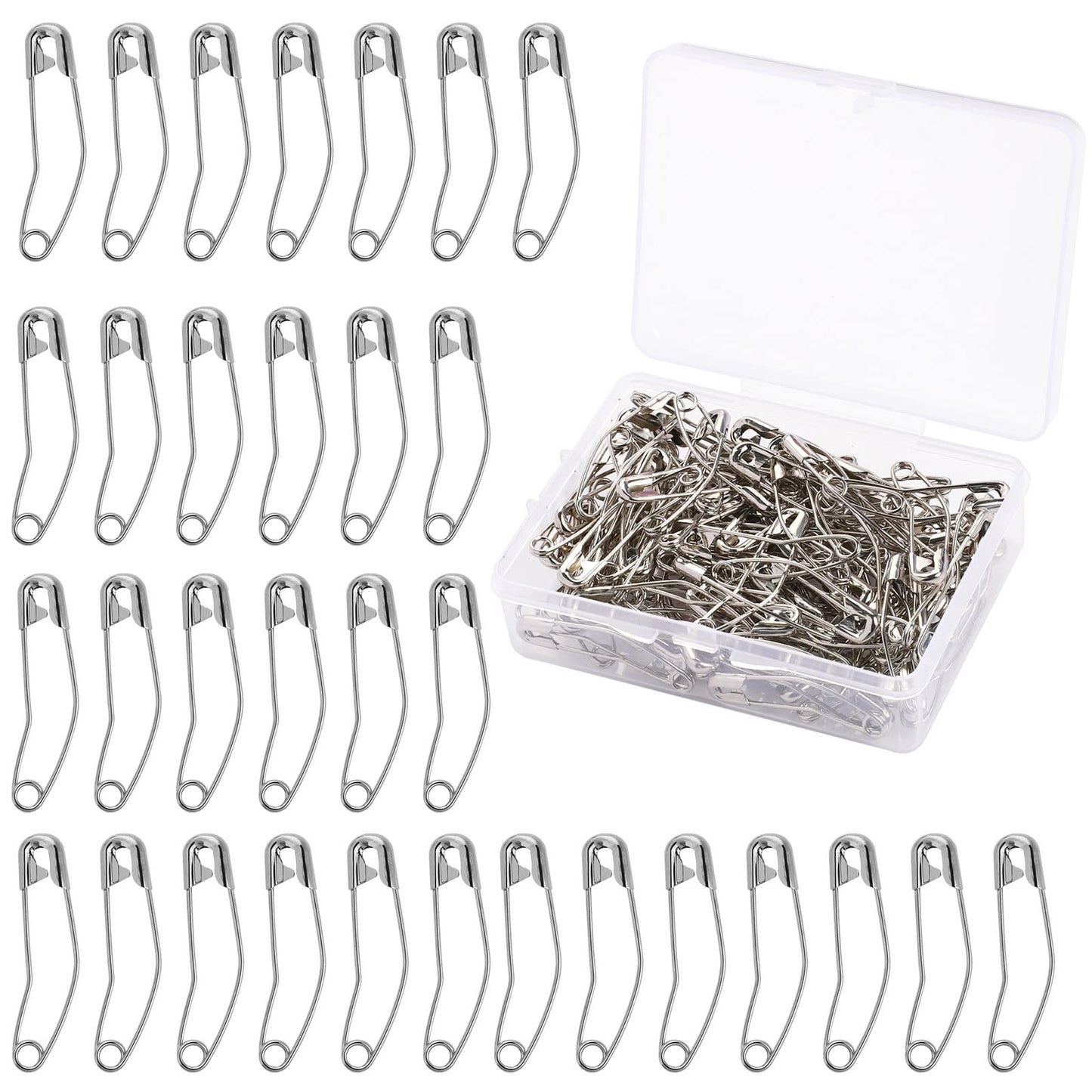 100Pcs Quilting Pins Curved Safety Pin Sewing Pins, 38mm/1.5inch Curved Safety Pins for Quilting Basting Pins, Silver Bent Safety Pins for Knitting