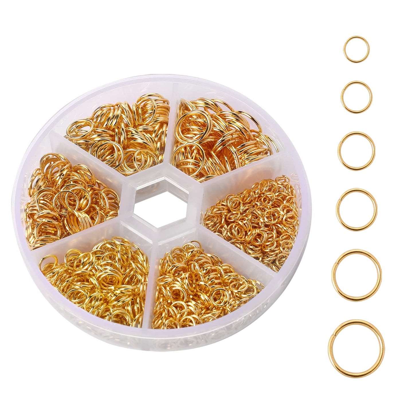 1000Pcs Jewelry Making Rings Gold Jump Rings Jewelry Repair Rings Metal Open Rings Jewelry DIY Findings for Necklace Earrings Bracelets 4mm 5mm 6mm 8mm 9mm 10mm
