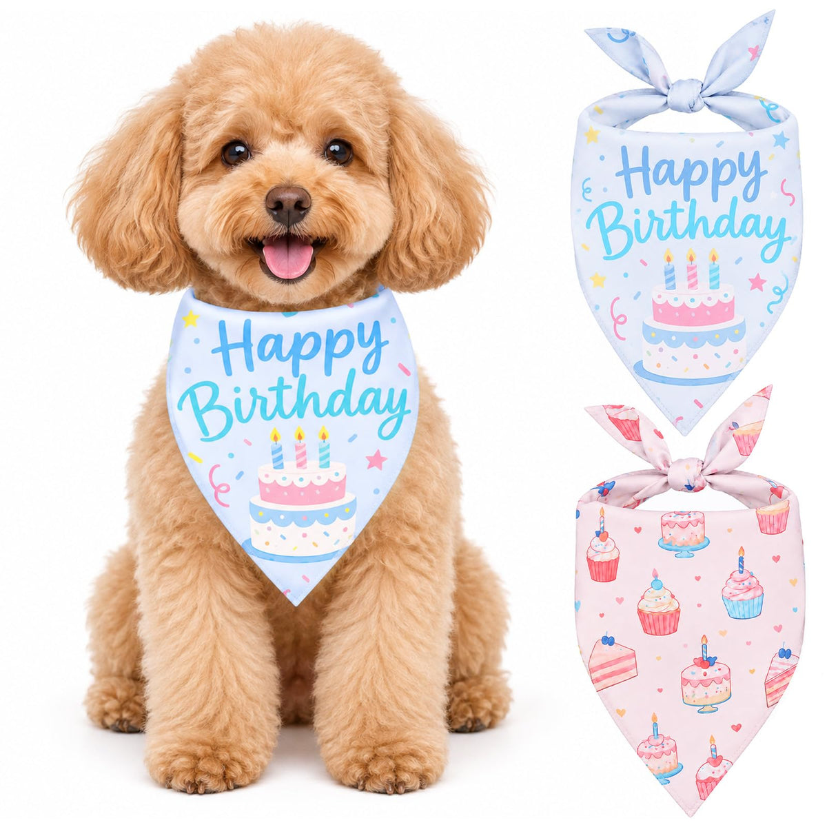 Dog Birthday Bandana for Dogs Washable Adjustable Triangle Dog Bandana | Cute Soft Pet Bandana for Small Medium Large Girl Boy Pup Pet