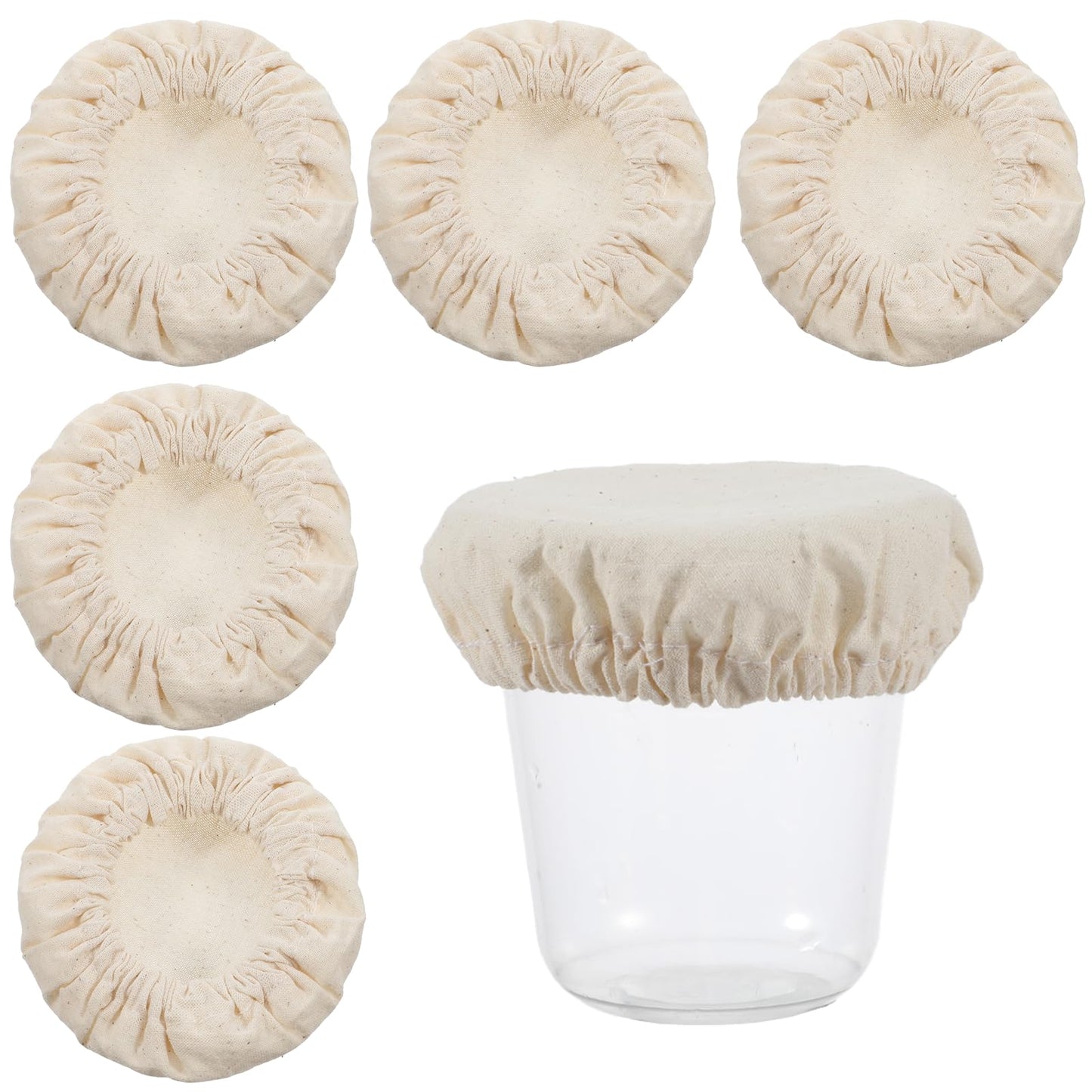 5 Pcs Sourdough Jar Cover Breathable Sourdough Starter Jar Cover Cloth Reusable Cloth Covers for Sourdoughs Starter Jars Fabric Covers for 3-4 Inch for Jars White