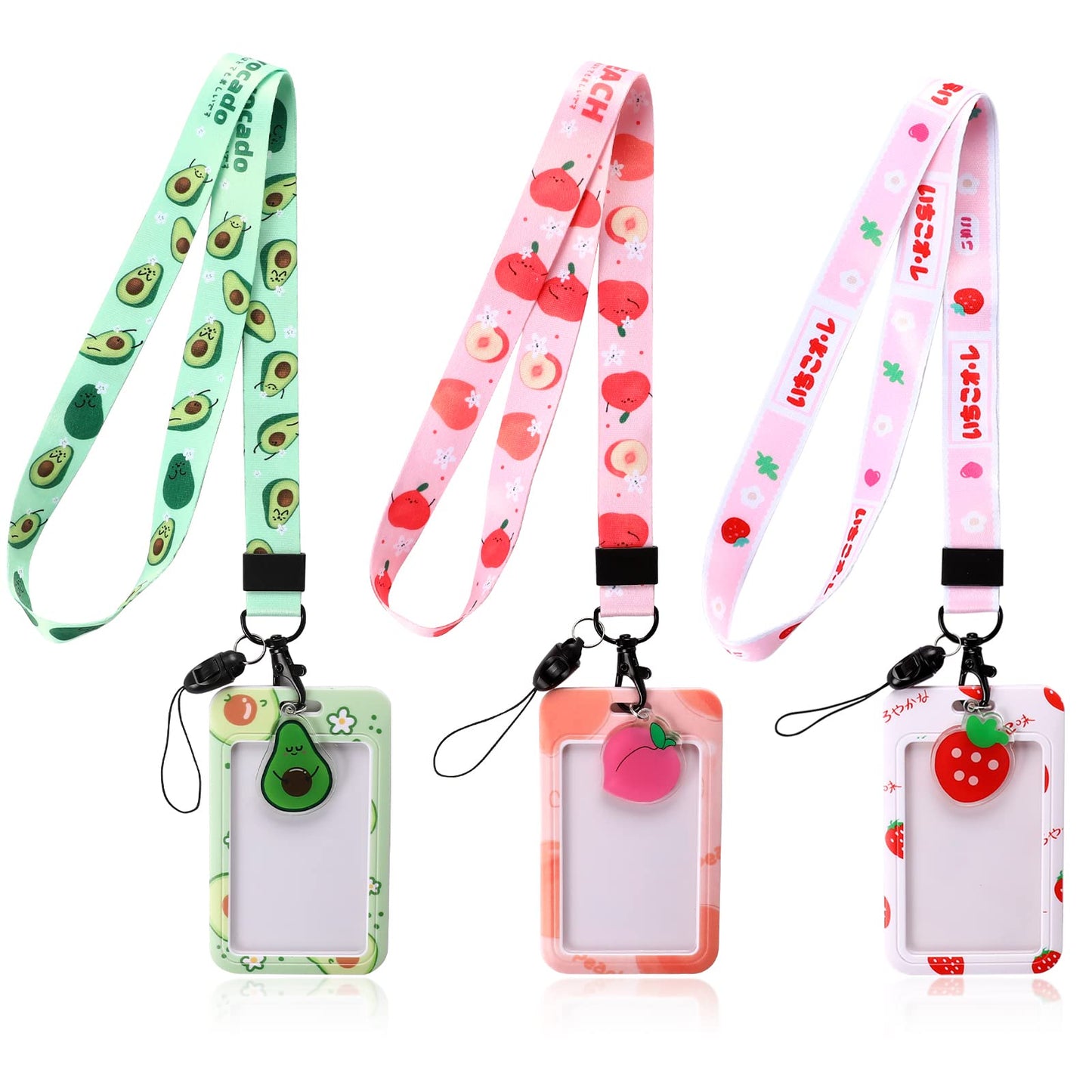 3 SetCute Neck Strap with Id Badge Holder Lanyards for Neck with Card Holder Lanyard with Card Holder Lanyard with Hard Card Case for Offices Keys Credit Card Wallet