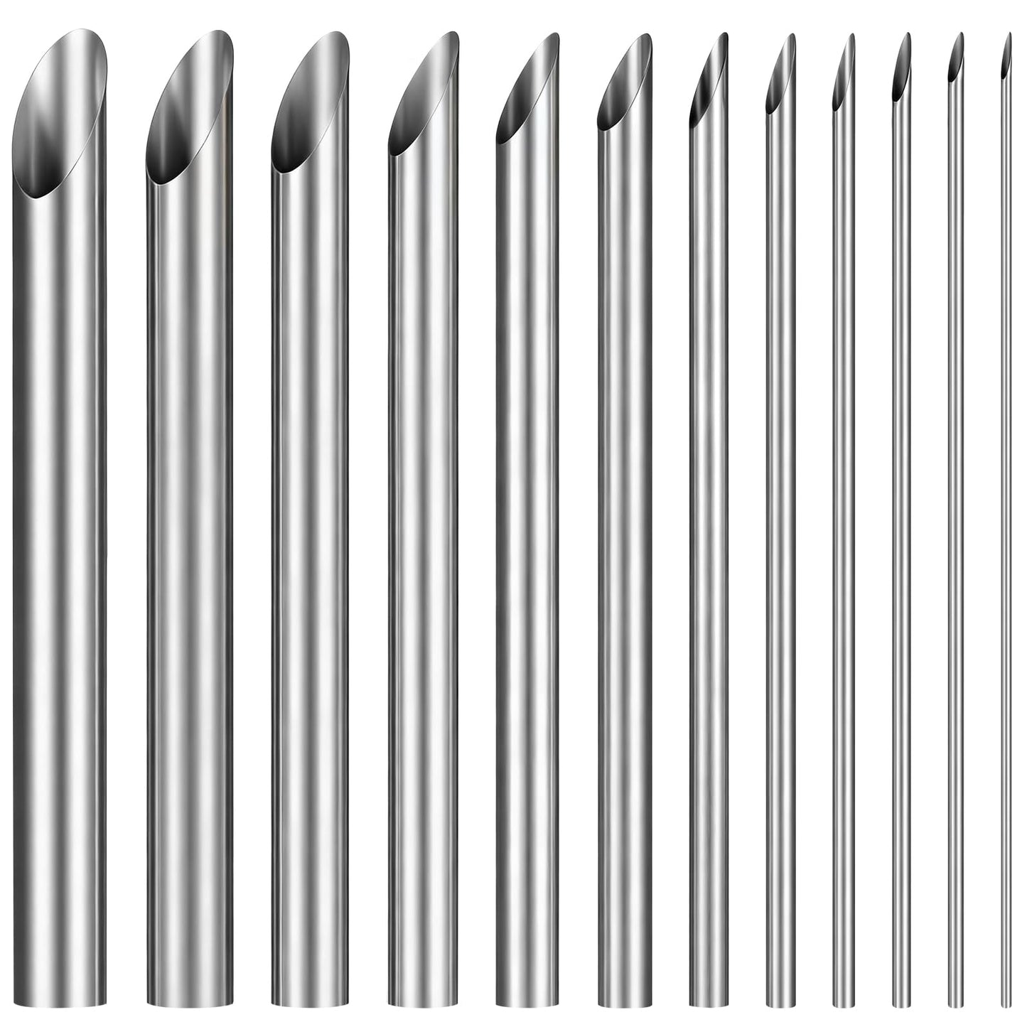 12PCS Stainless Steel Silver Hole Punch, Stainless Steel Circular Clay Hole Cutters, Hand Sculpture Clay Holes Puncher, Drilling Pottery Cutter for Drilling and Sculpture