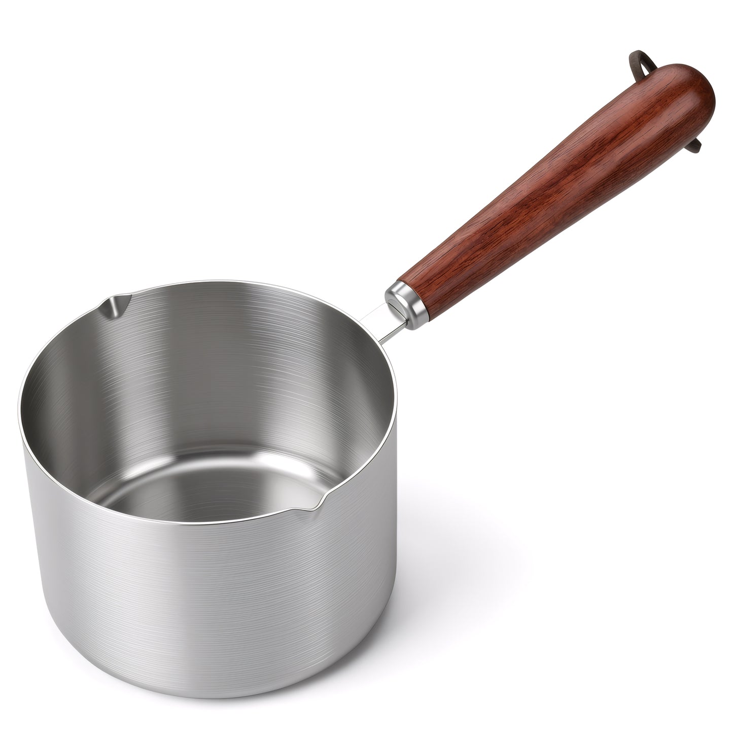 500ml Small Sauce Pan Butter Warmer Pot Stainless Steel Milk Pot with Wooden Handle, Pour Spouts and Measurement Lines for Melting Butter, Heating Milk, Sauce, Chocolate, Coffee