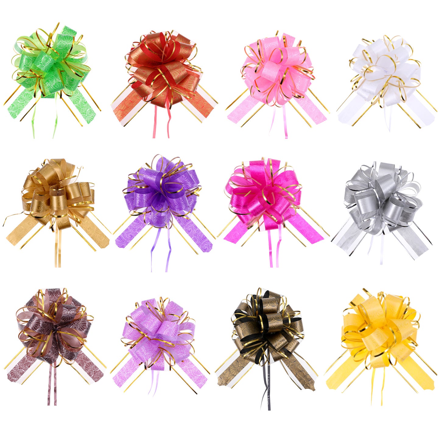 SynHHergyx 12 Pcs Multi Color Pull Bows for Gift Wrapping Gift Ball Flower Ribbon Wrapping Ribbon Bows for Baskets Flower Bouquets Banquets Wedding Birthday Presents Anniversary (6 Inch)