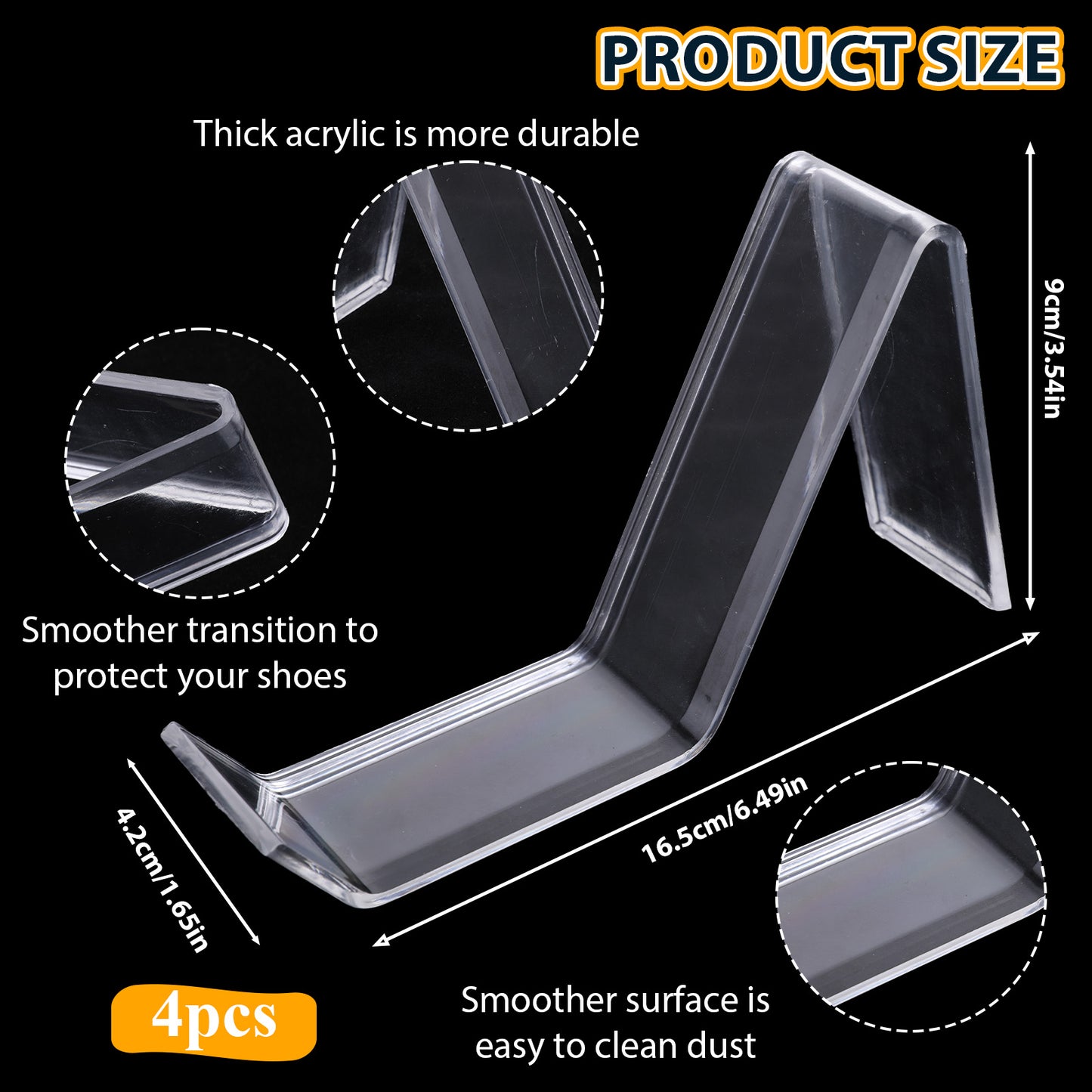 Xthrotsenk 4 Pcs Acrylic Shoe Display Stand High Heel Display Rack Holder Clear Sandal Rack Holder Acrylic Shoe Stand Support Display Store Retail Display Rack for Home Store Shopping Malls