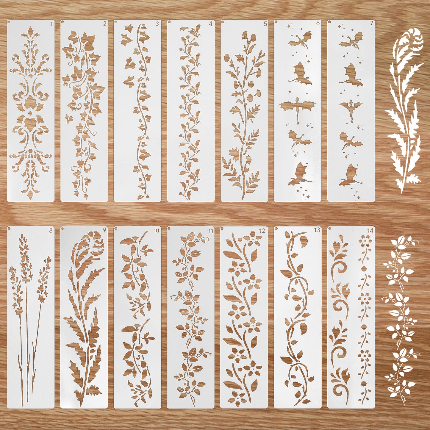 12 Pack Border Stencils, Large Floral Stencils for Walls